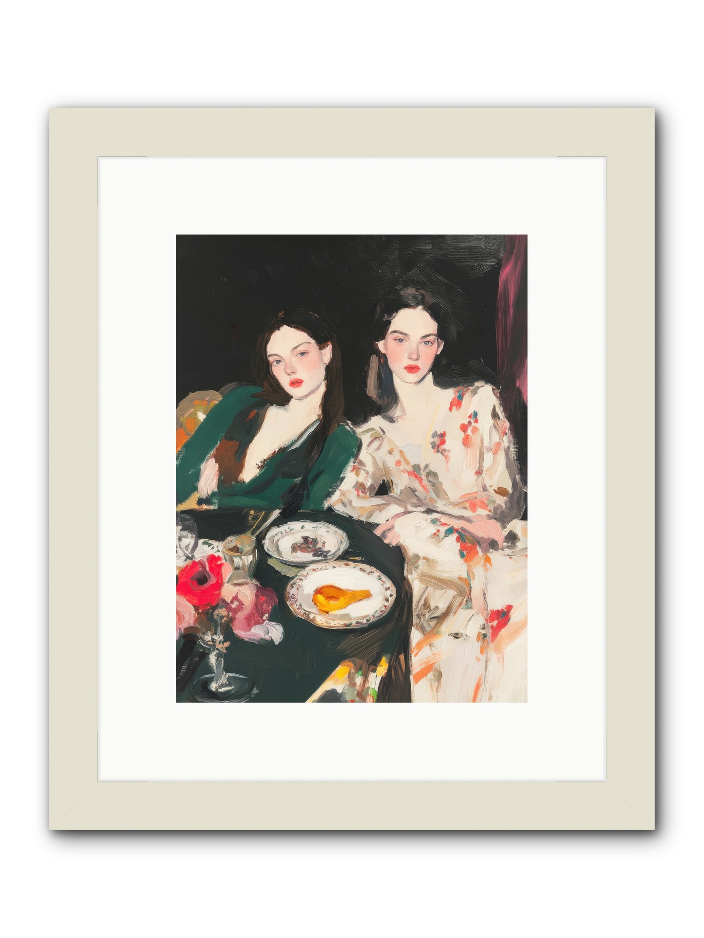 Café Confidants-REZ -- Framed Print - White 9x12