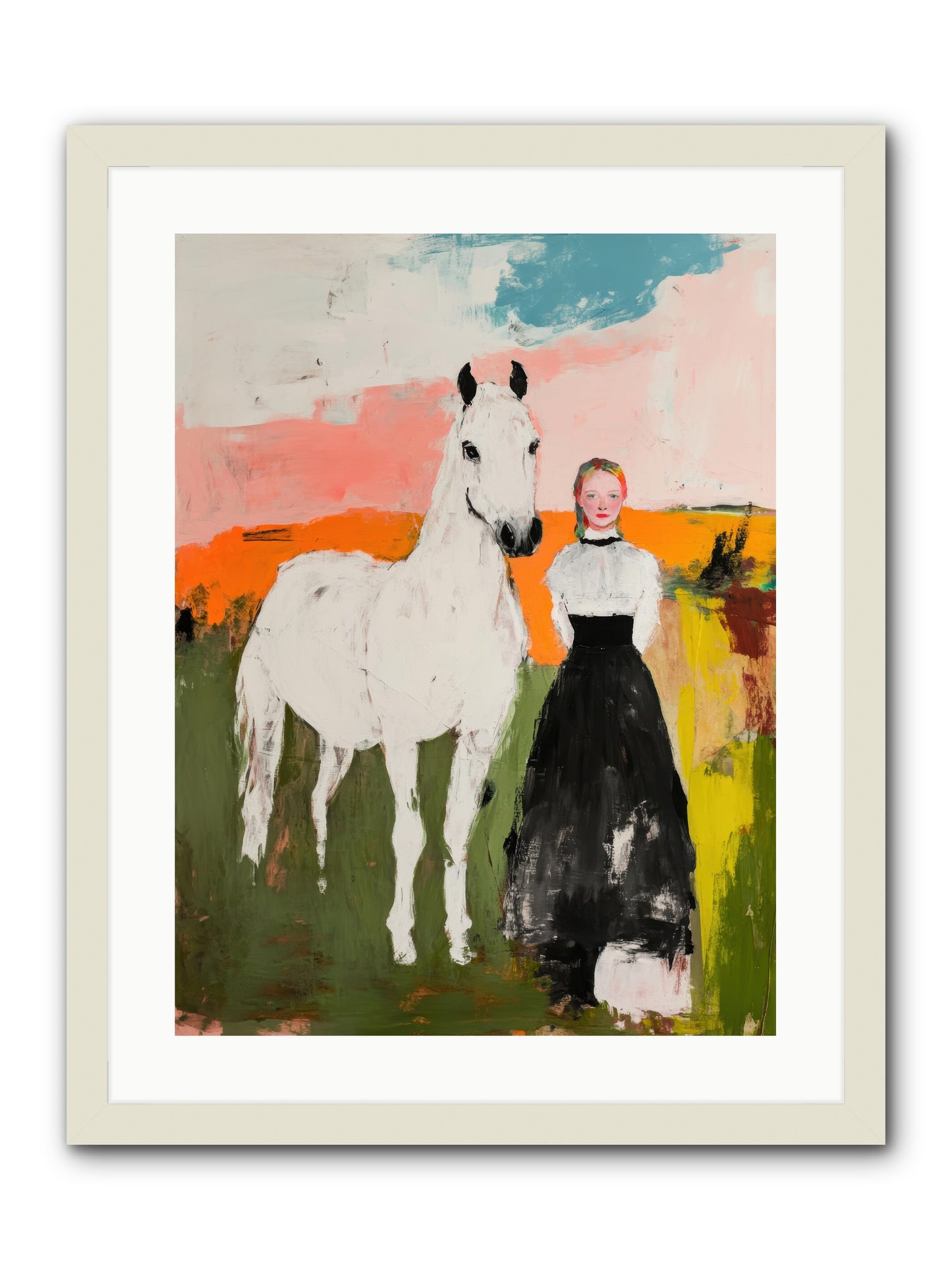 Canter Through Memories -- Framed Print - White 18x24