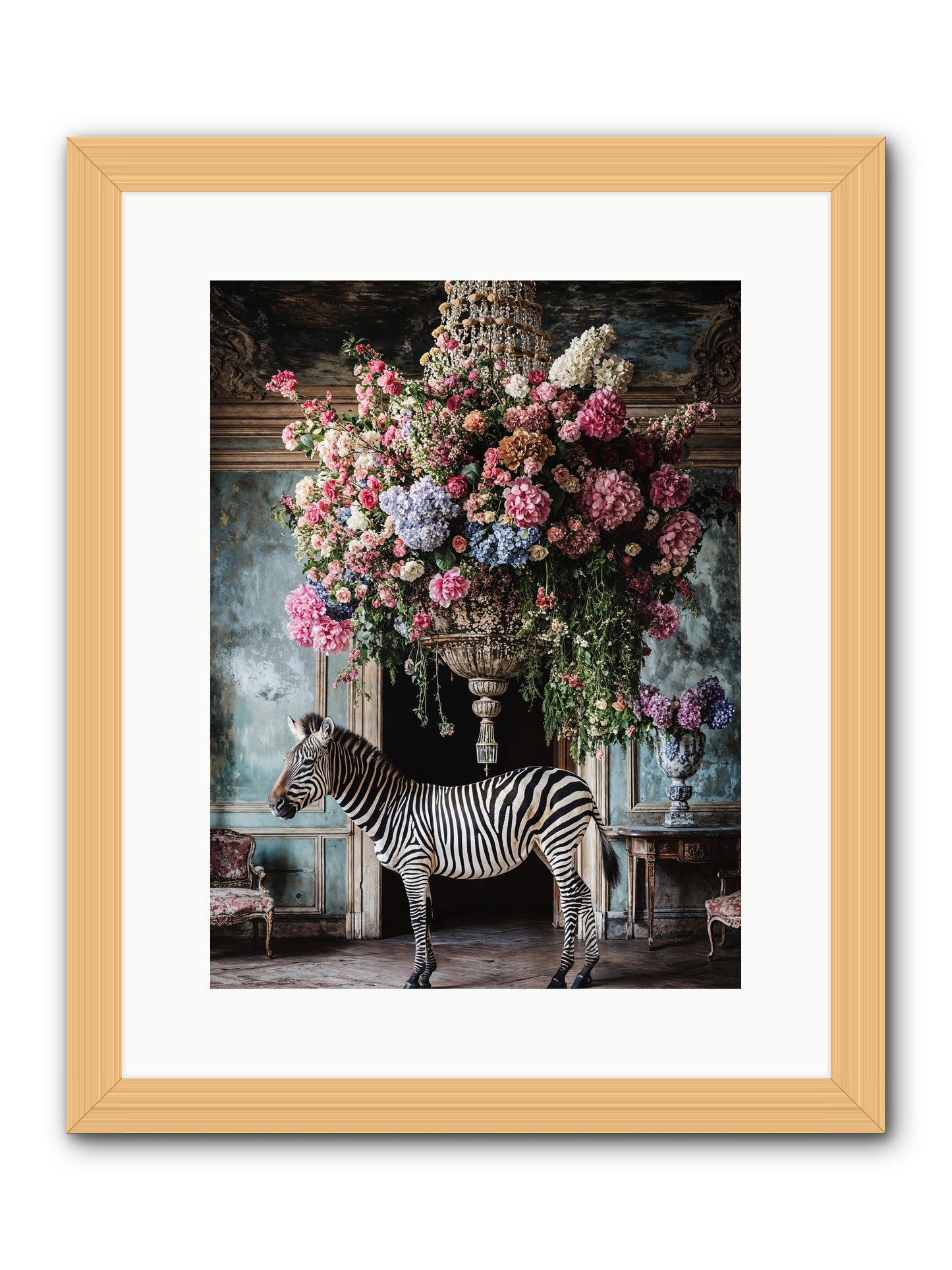 Captured By Petals -- Framed Print - Natural 12x16