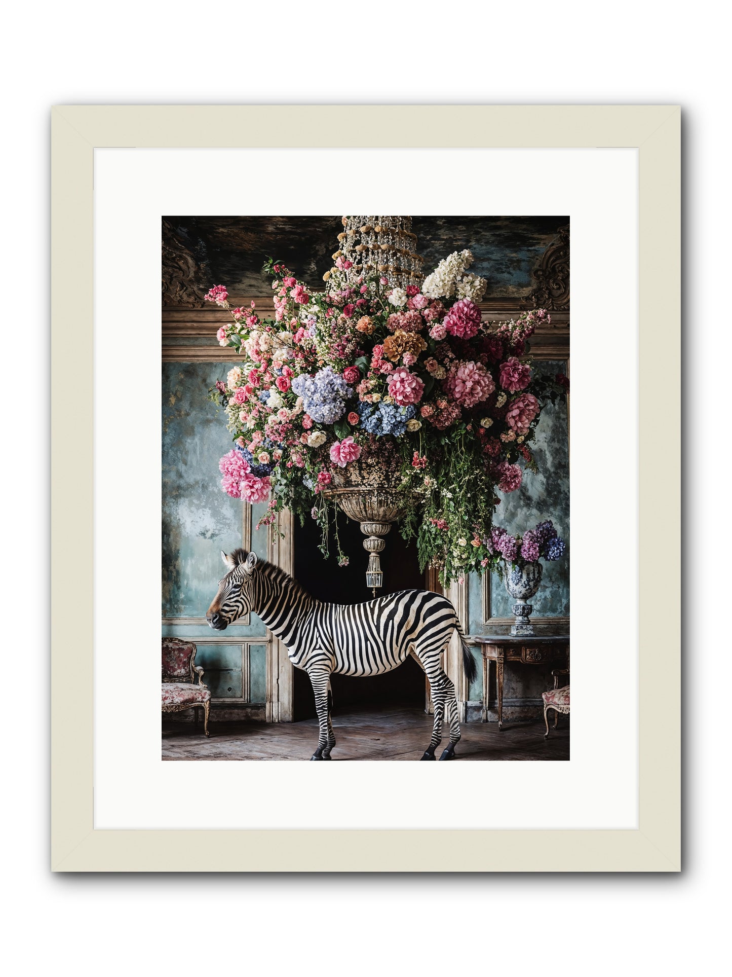 Captured By Petals -- Framed Print - White 12x16