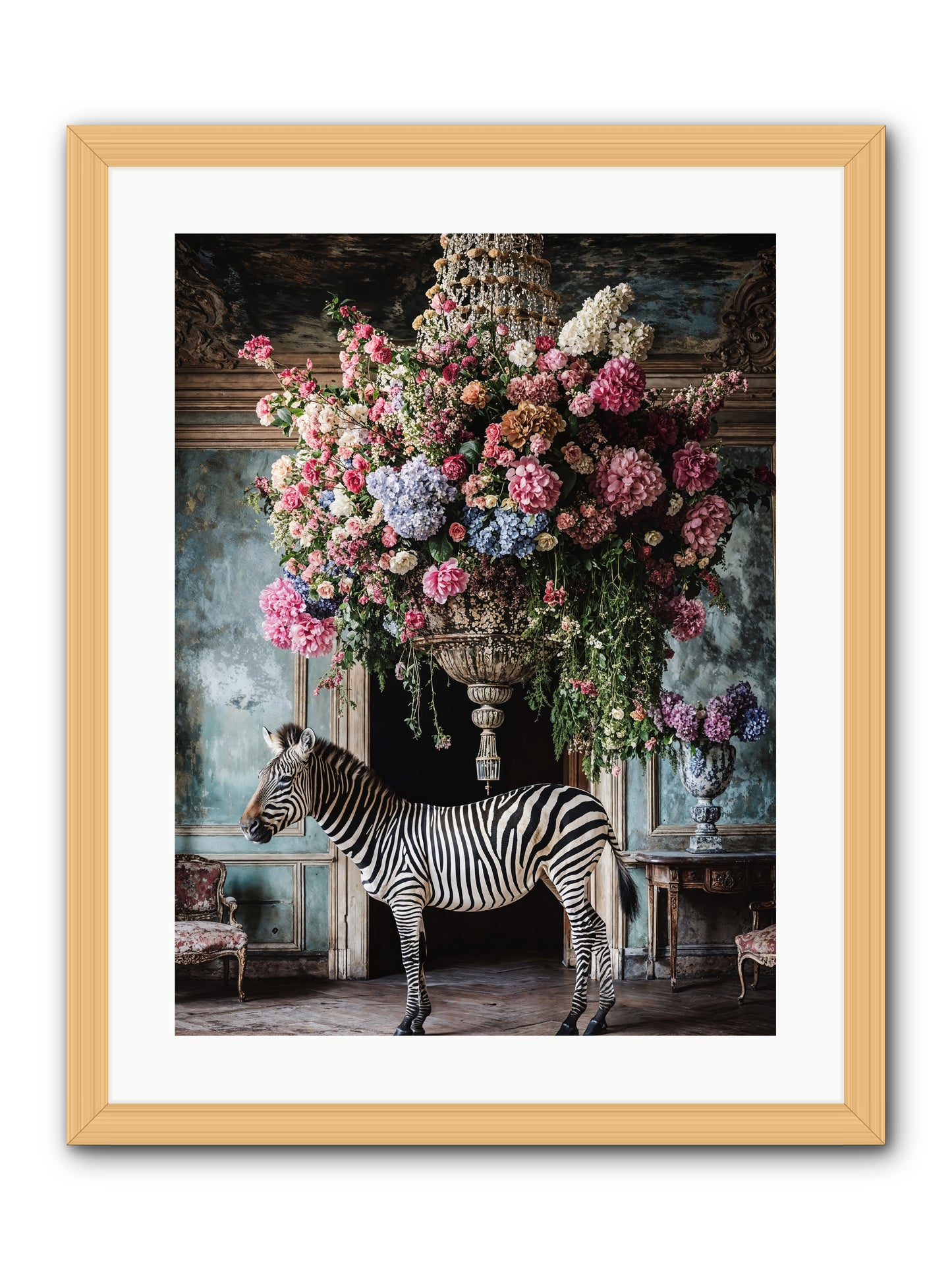 Captured By Petals -- Framed Print - Natural 18x24