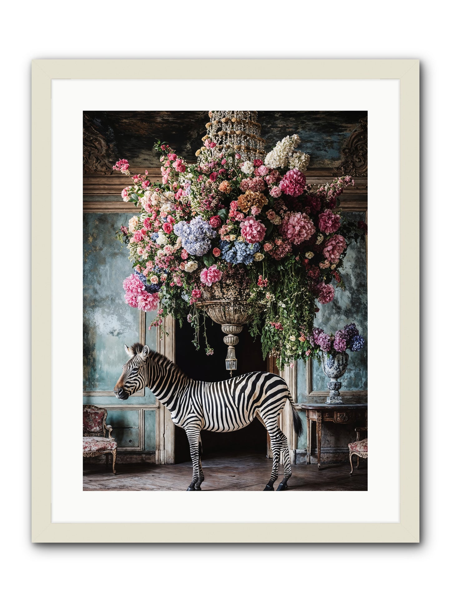 Captured By Petals -- Framed Print - White 18x24