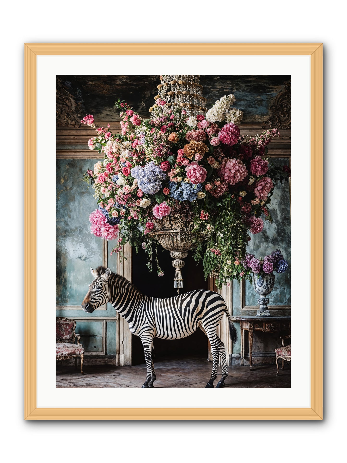 Captured By Petals -- Framed Print - Natural 24x32