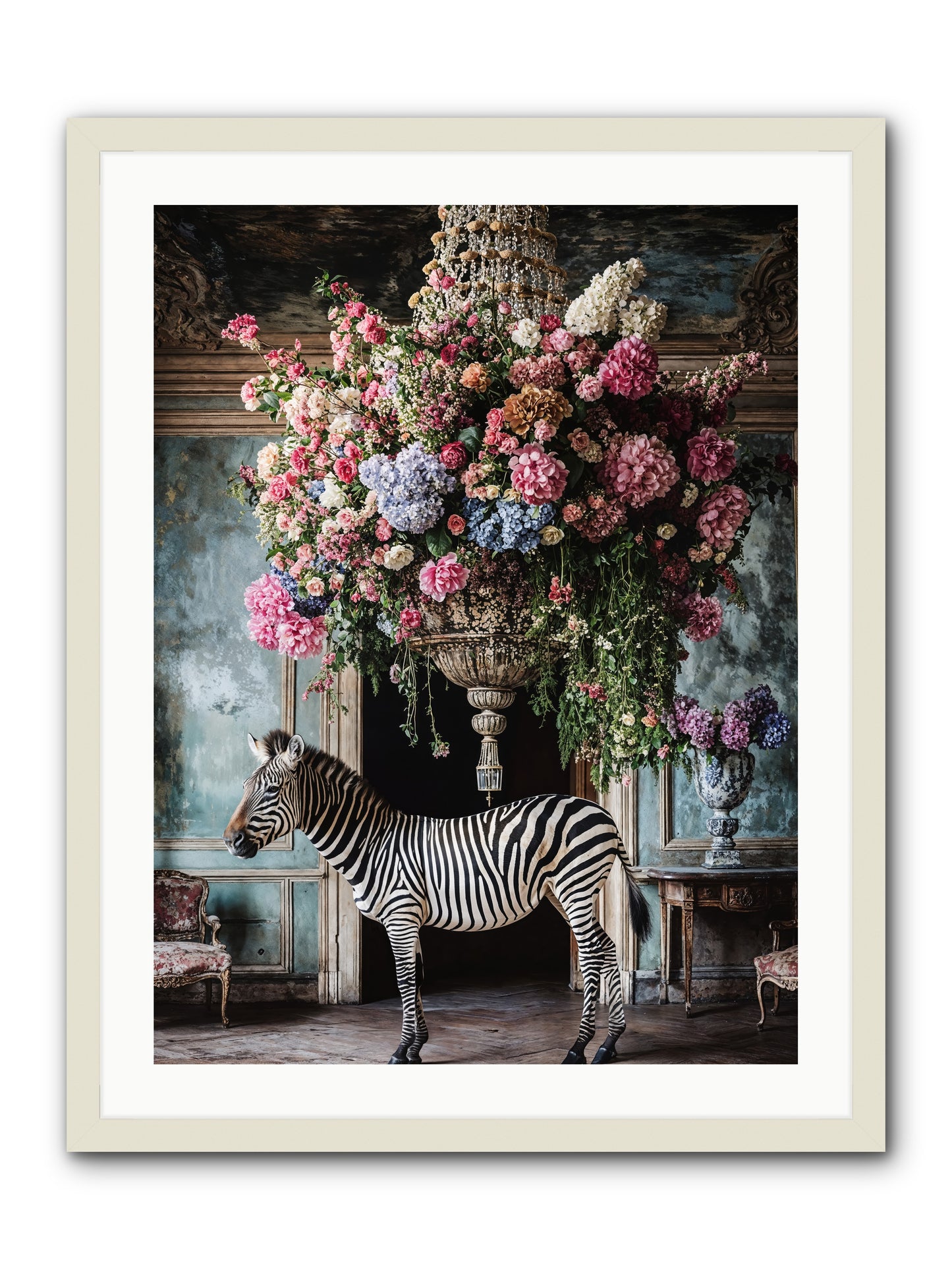 Captured By Petals -- Framed Print - White 24x32