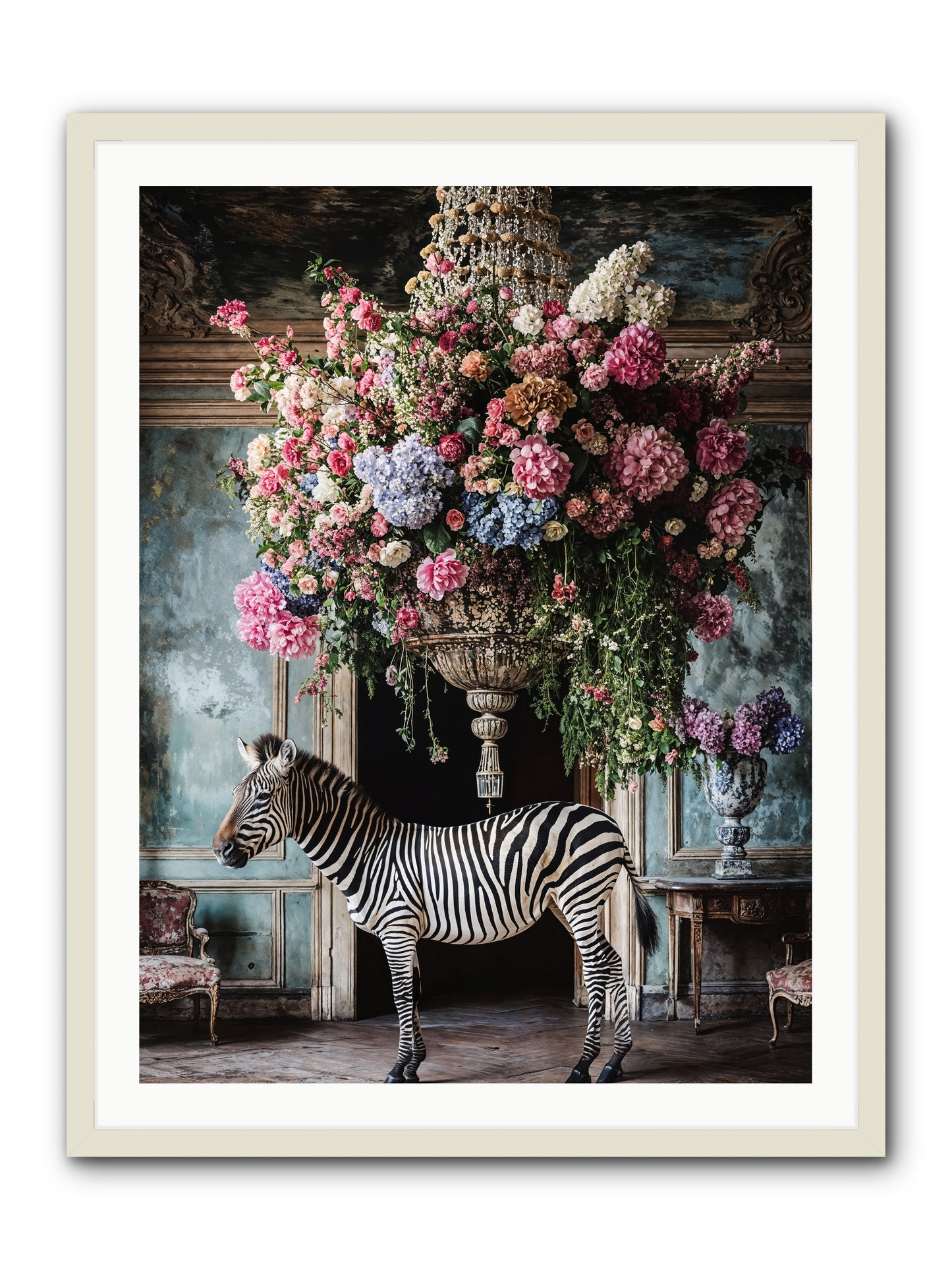 Captured By Petals -- Framed Print - White 30x40
