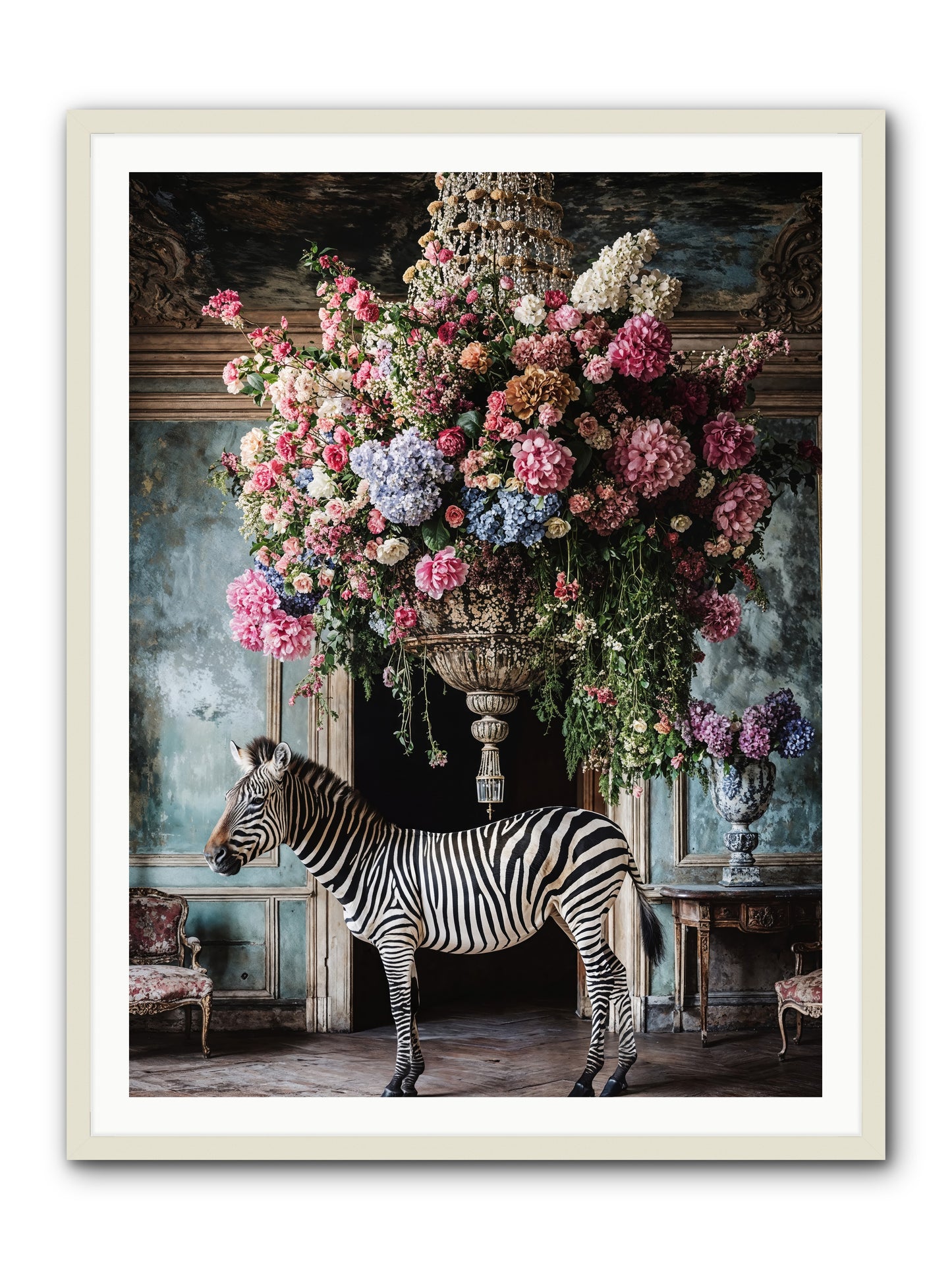 Captured By Petals -- Framed Print - White 36x48