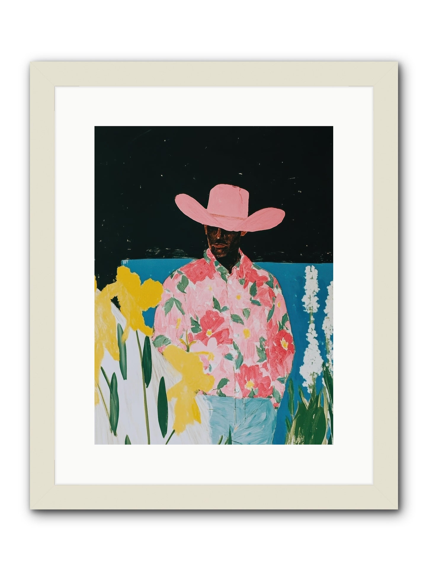 Cattle Drive Commander -- Framed Print - White 12x16