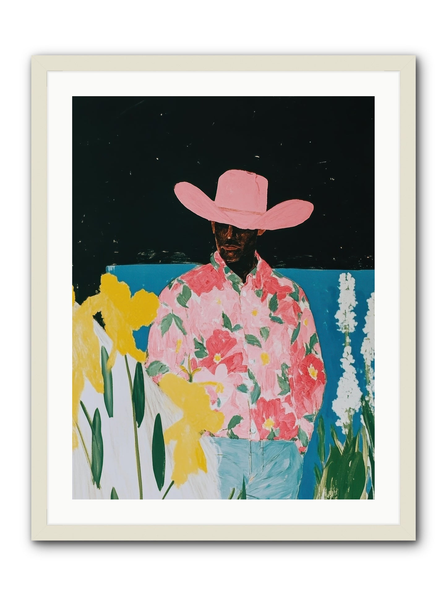 Cattle Drive Commander -- Framed Print - White 24x32