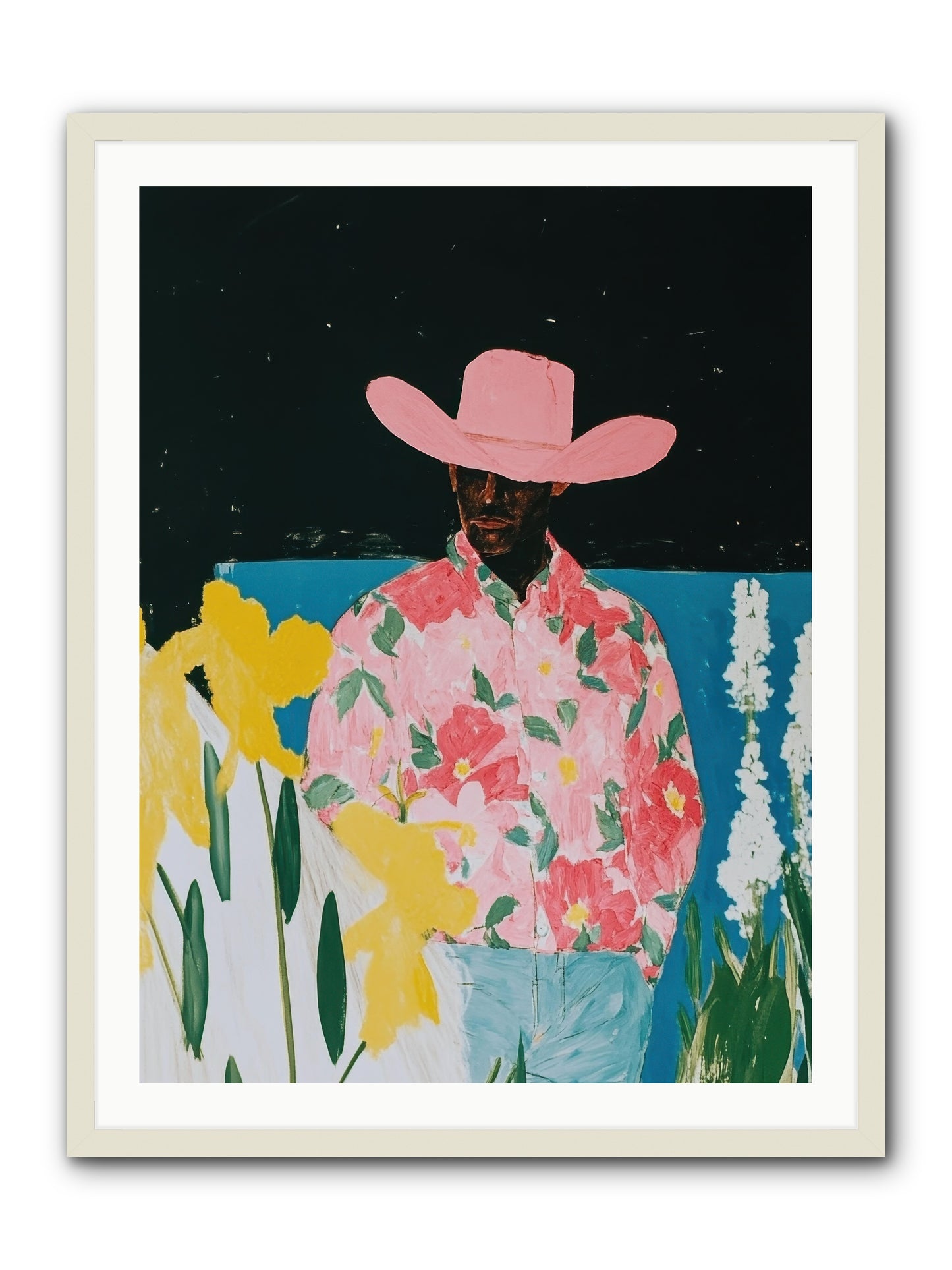 Cattle Drive Commander -- Framed Print - White 30x40