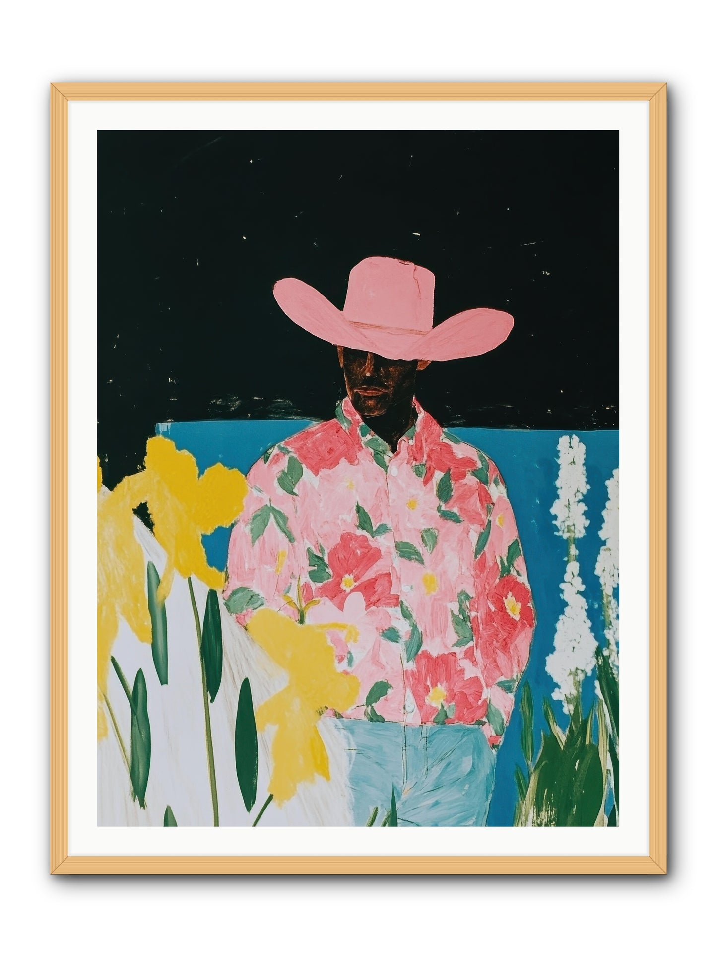Cattle Drive Commander -- Framed Print - Natural 36x48