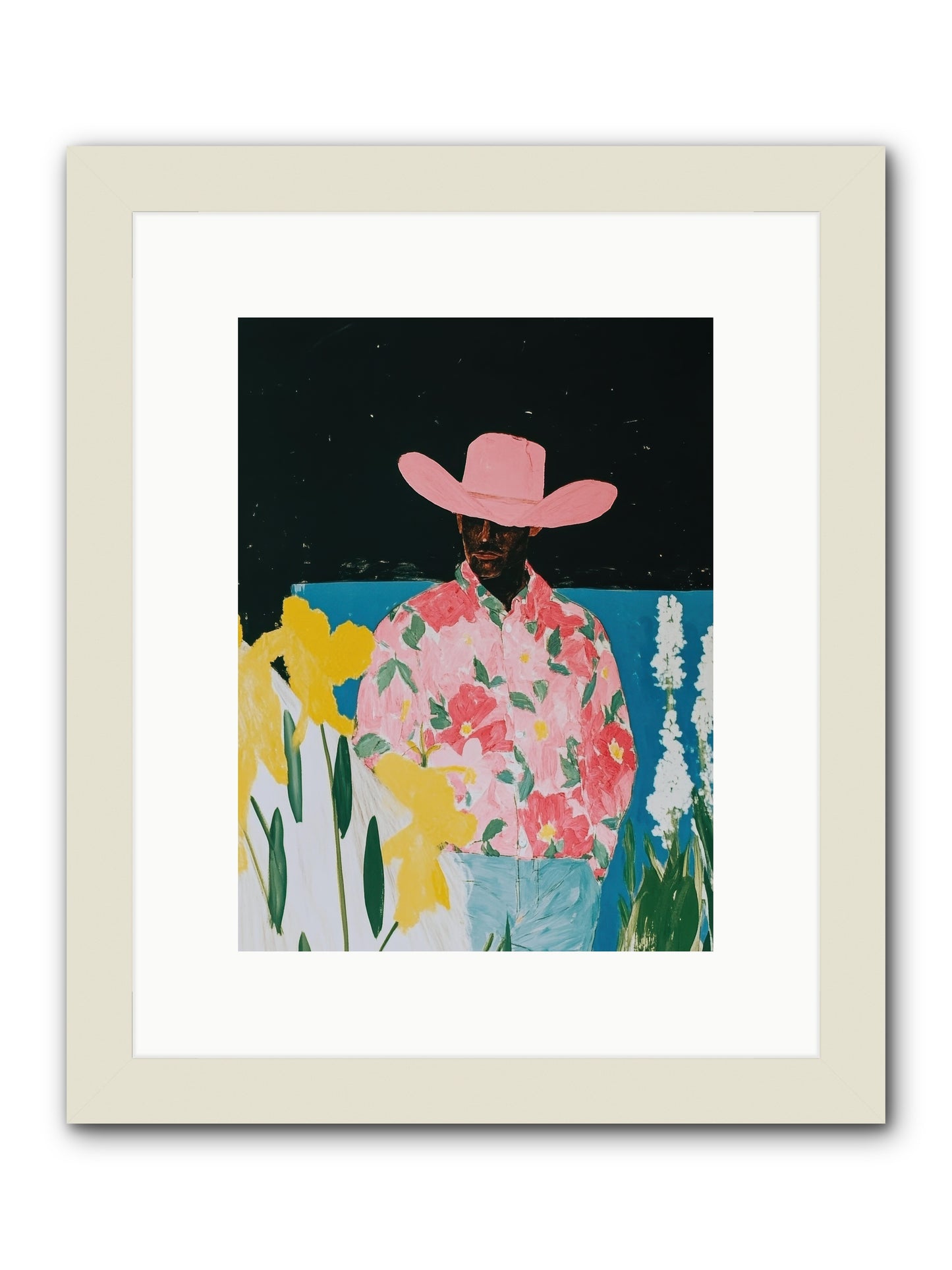 Cattle Drive Commander -- Framed Print - White 9x12