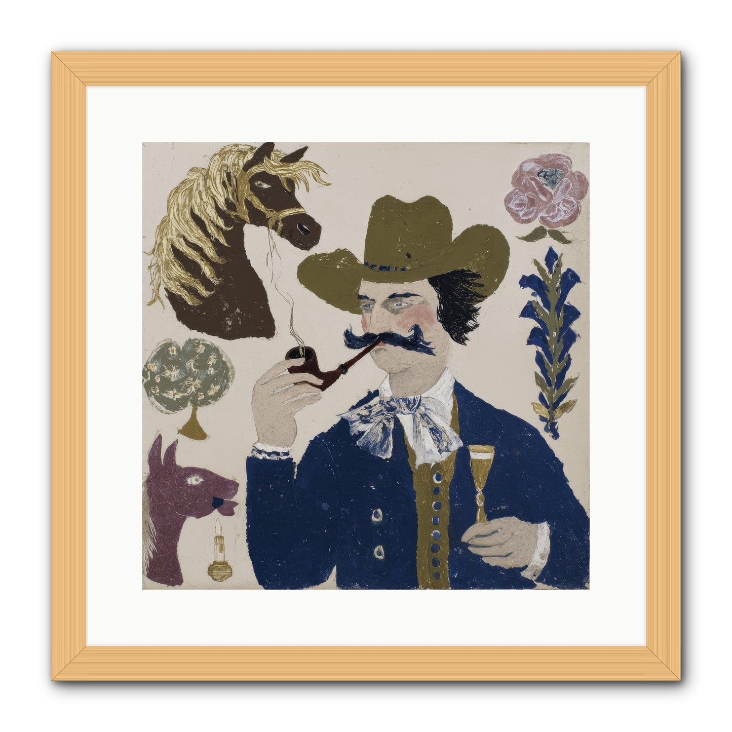 Champagne Before Noon -- Framed Print - Natural 16x16