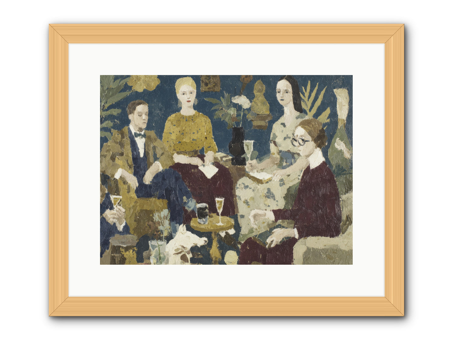 Champagne In The Library -- Framed Print - Natural 16x12