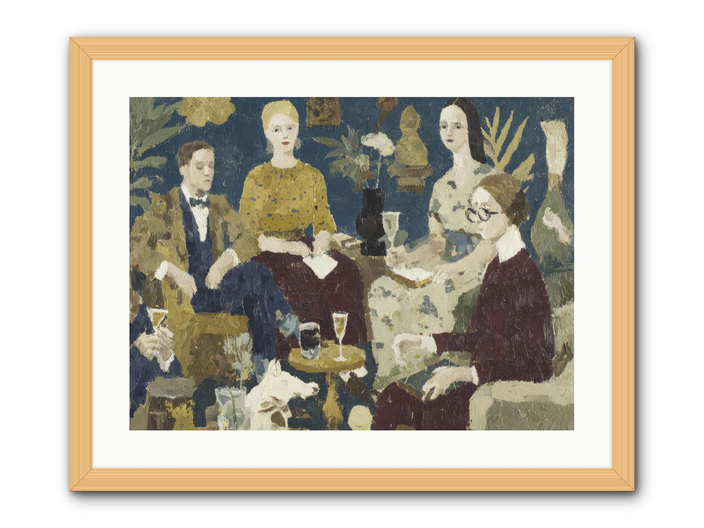 Champagne In The Library -- Framed Print - Natural 24x18
