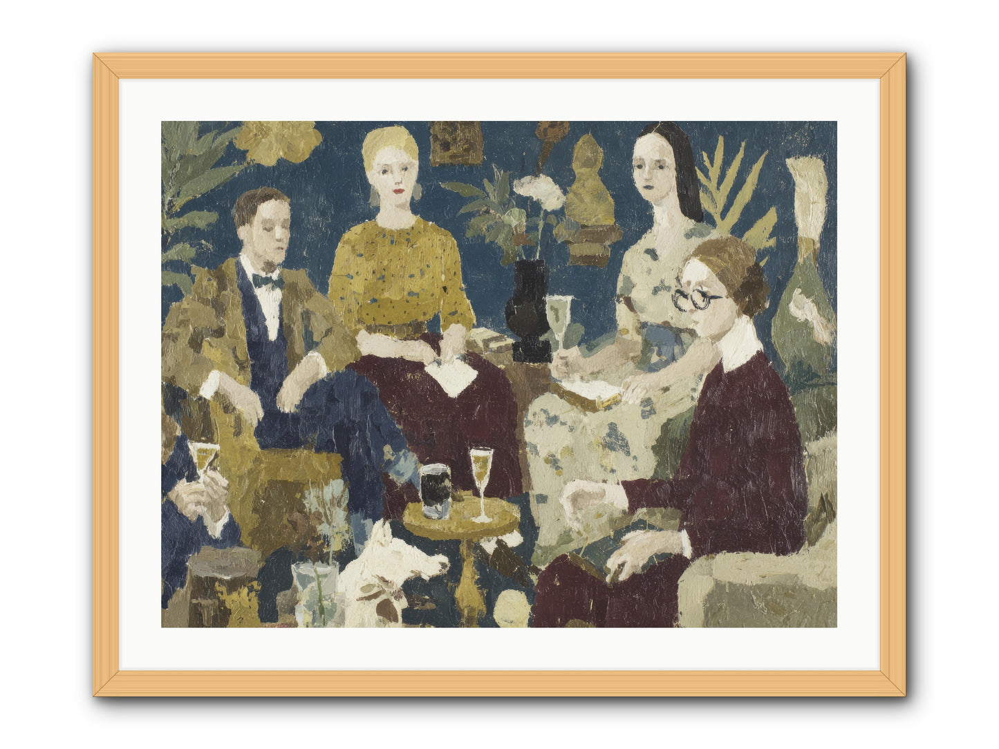 Champagne In The Library -- Framed Print - Natural 32x24