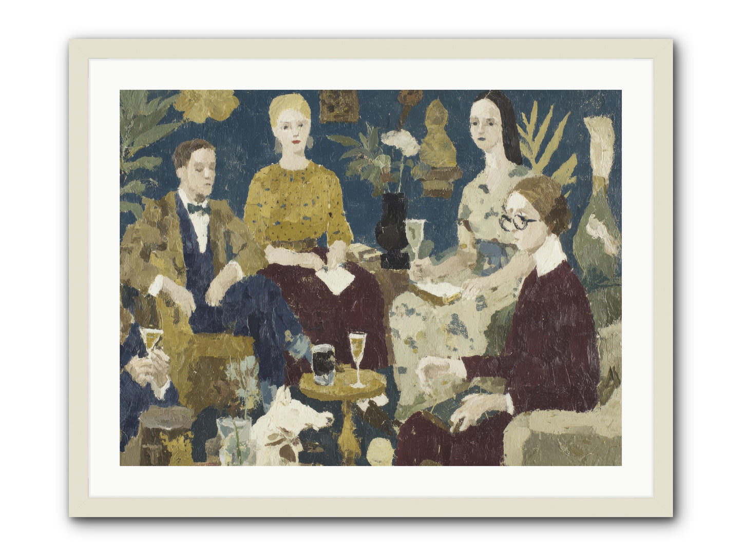 Champagne In The Library -- Framed Print - White 32x24