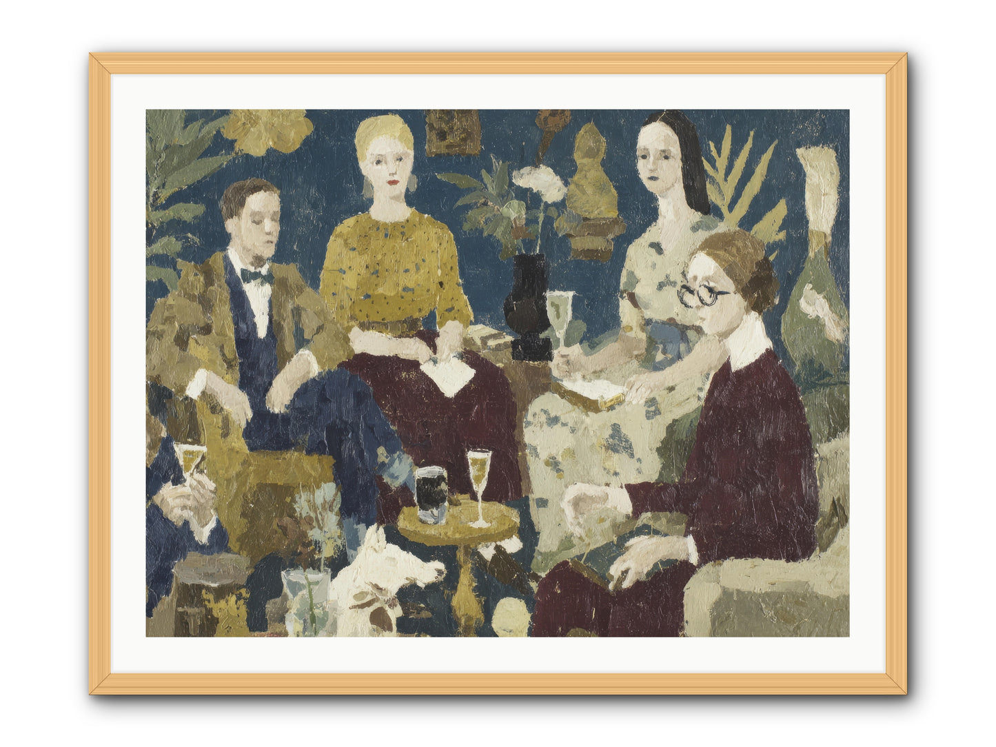 Champagne In The Library -- Framed Print - Natural 40x30