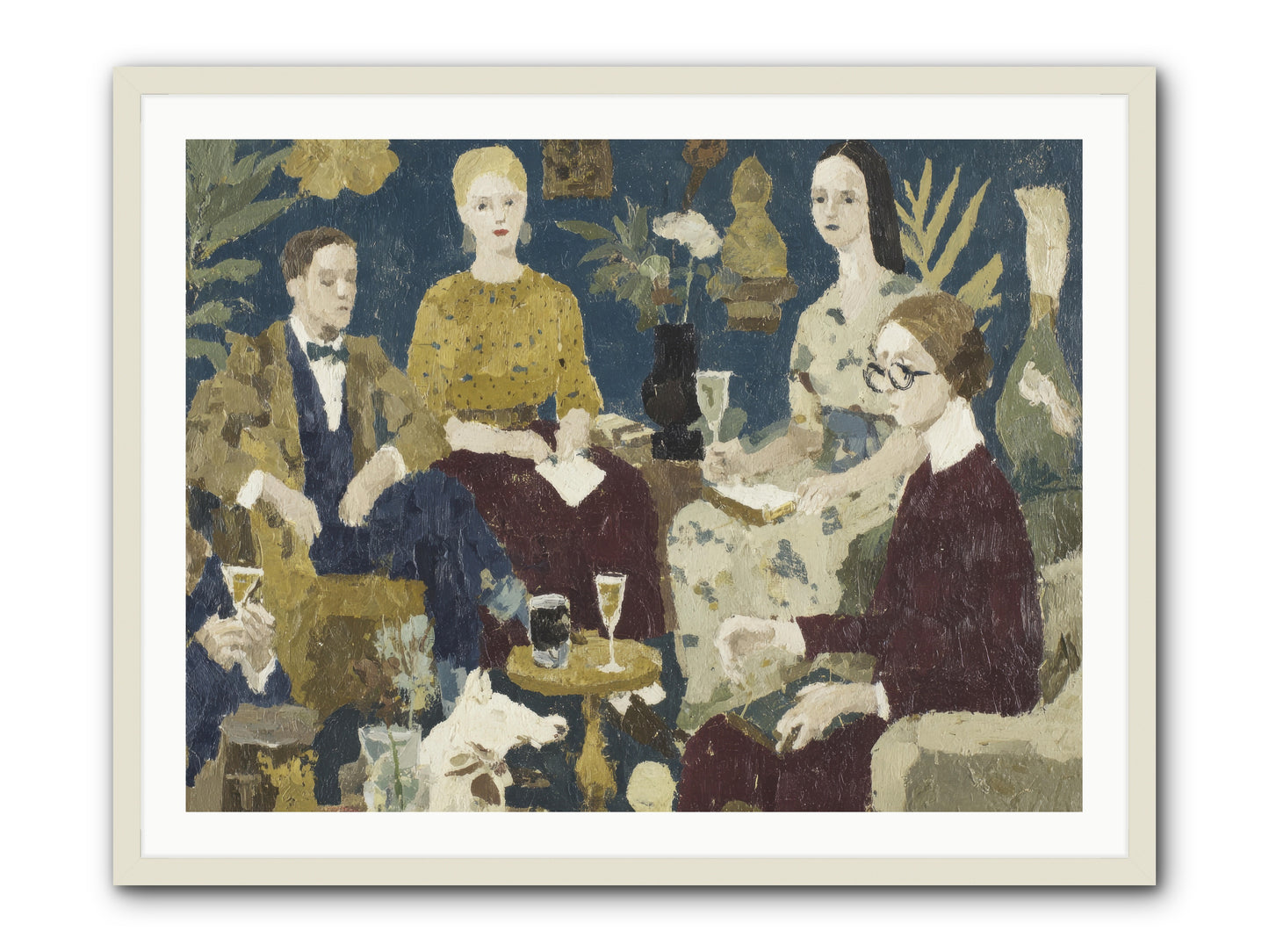 Champagne In The Library -- Framed Print - White 40x30