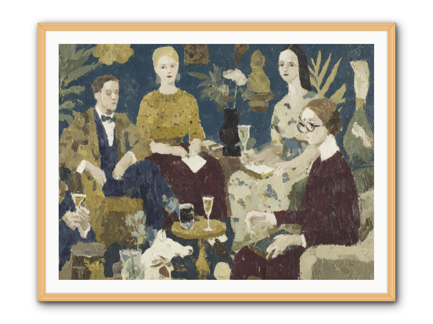 Champagne In The Library -- Framed Print - Natural 48x36