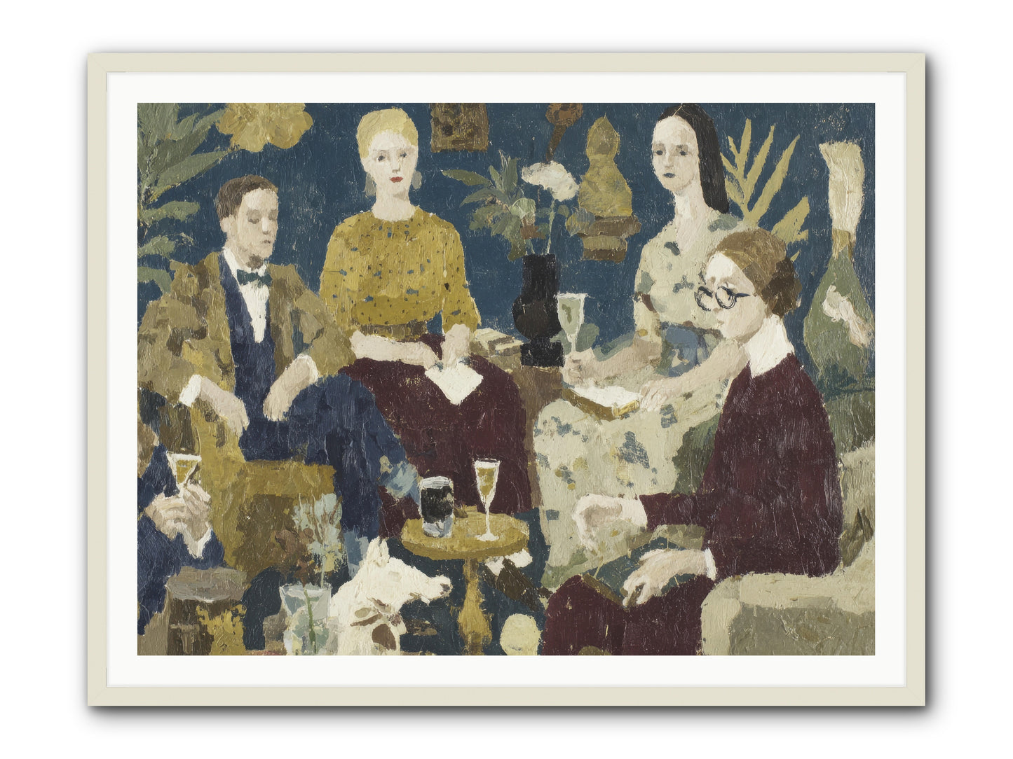Champagne In The Library -- Framed Print - White 48x36