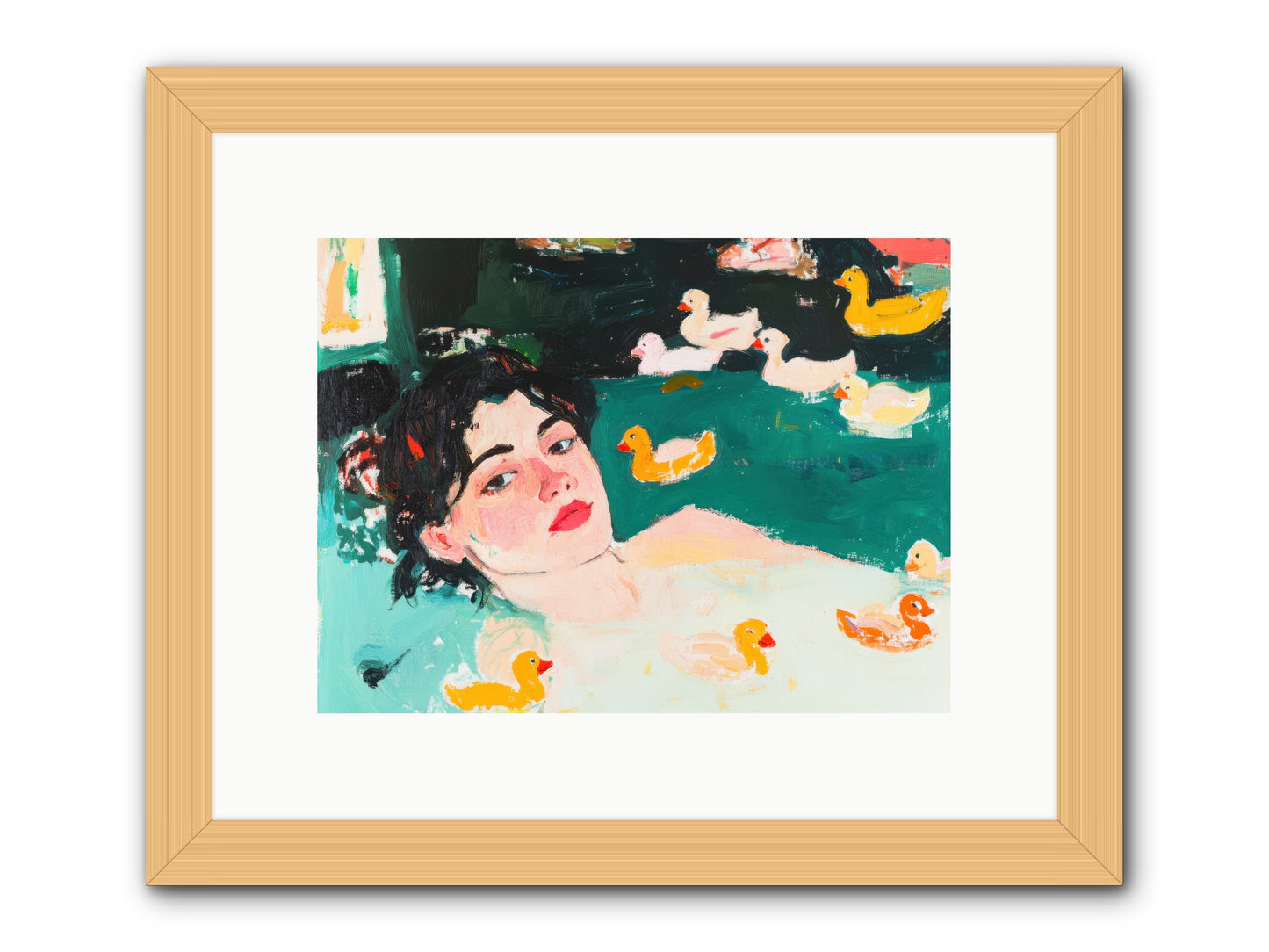 Champagne Soak -- Framed Print - Natural 12x9
