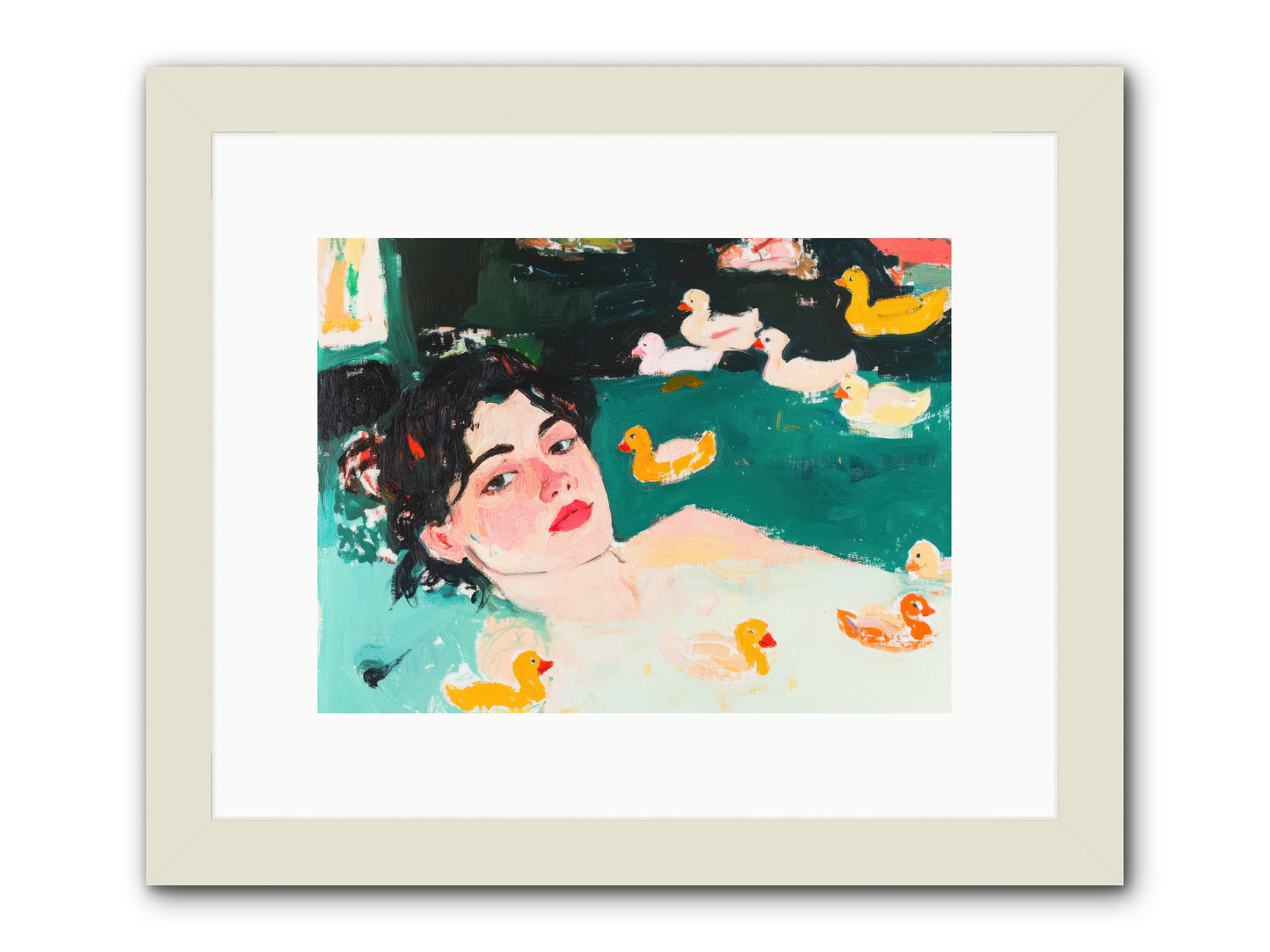 Champagne Soak -- Framed Print - White 12x9