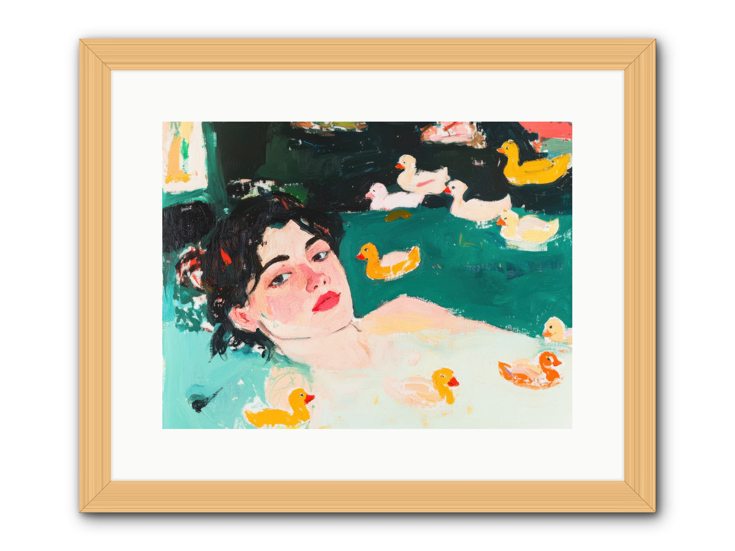 Champagne Soak -- Framed Print - Natural 16x12