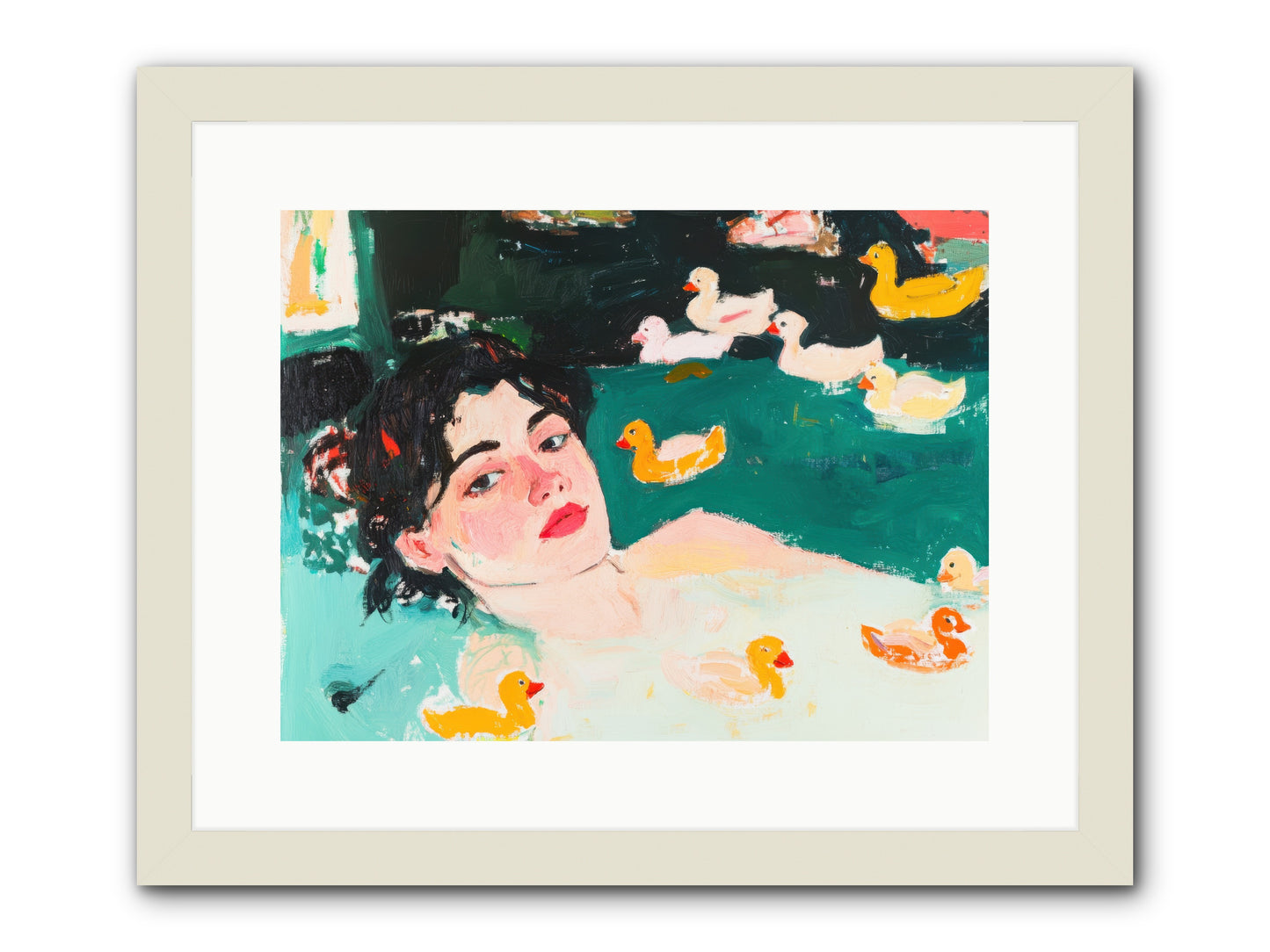 Champagne Soak -- Framed Print - White 16x12