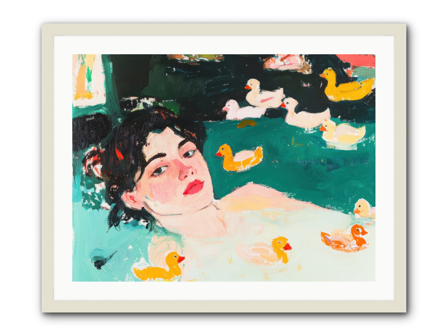 Champagne Soak -- Framed Print - White 32x24