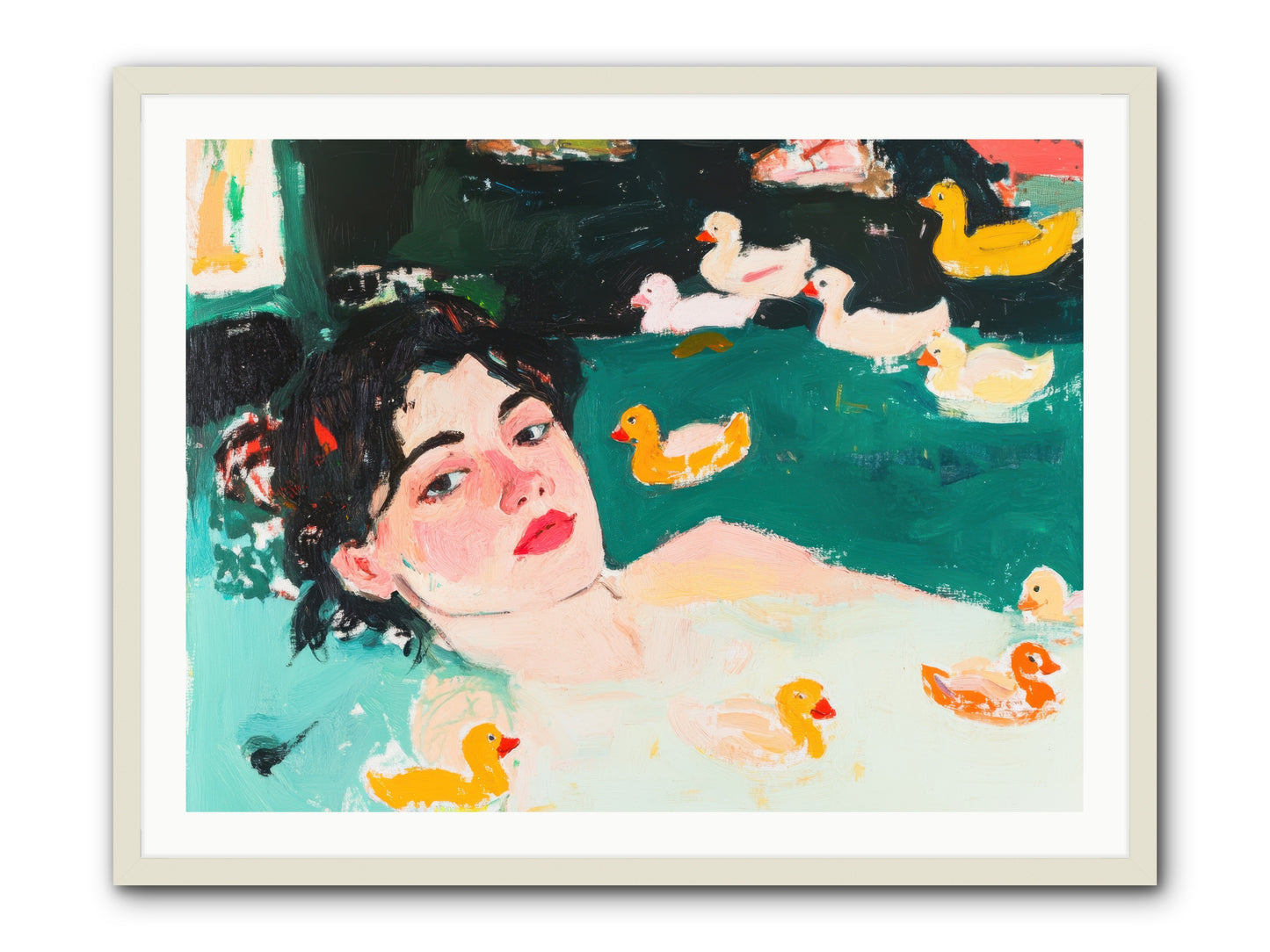 Champagne Soak -- Framed Print - White 40x30