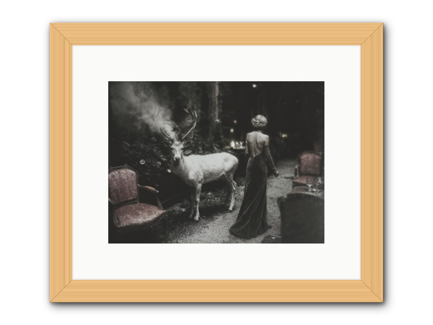 Champagne and Courage -- Framed Print - Natural 12x9