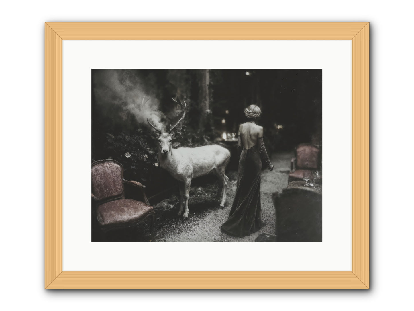 Champagne and Courage -- Framed Print - Natural 16x12
