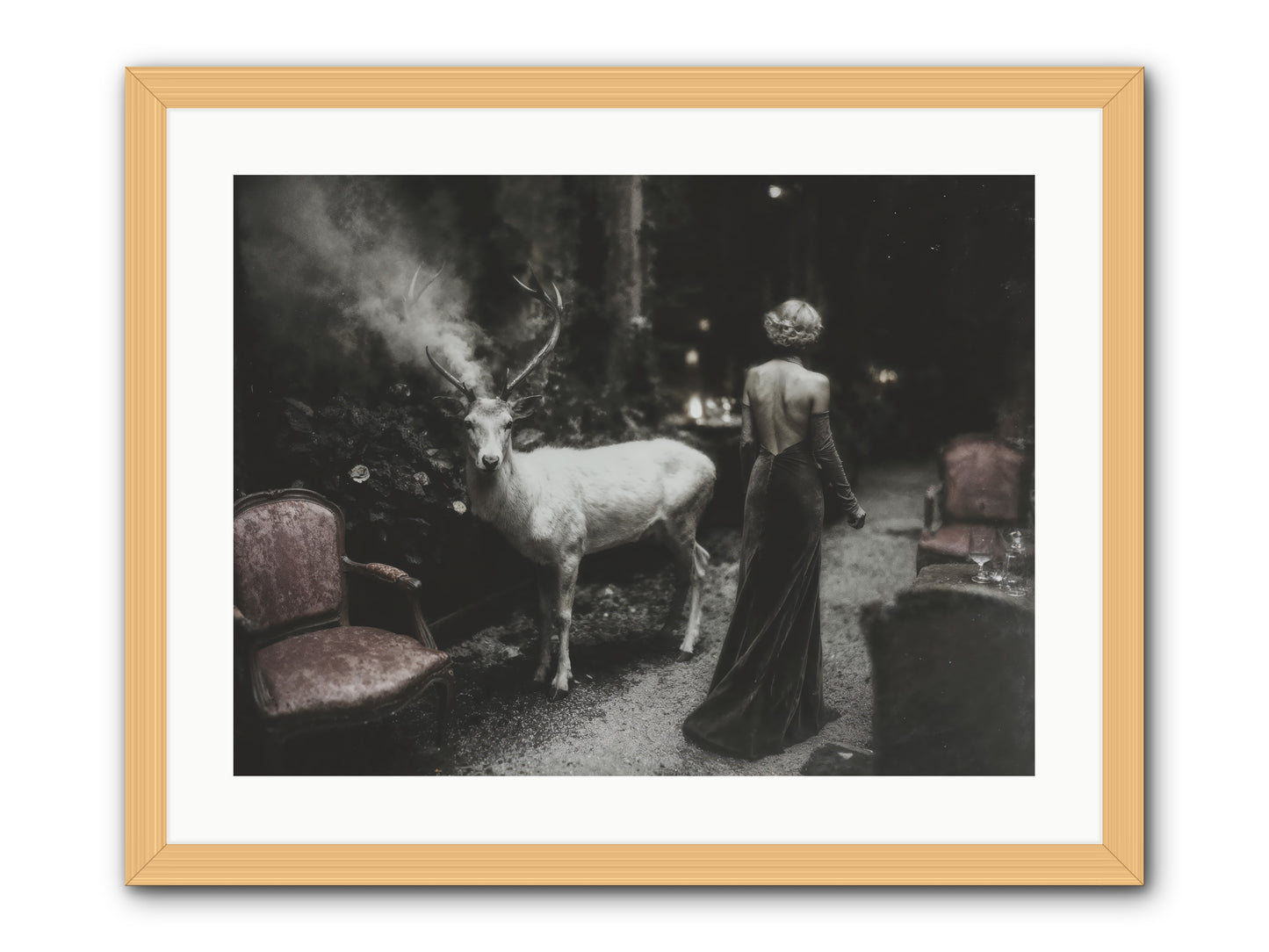 Champagne and Courage -- Framed Print - Natural 24x18