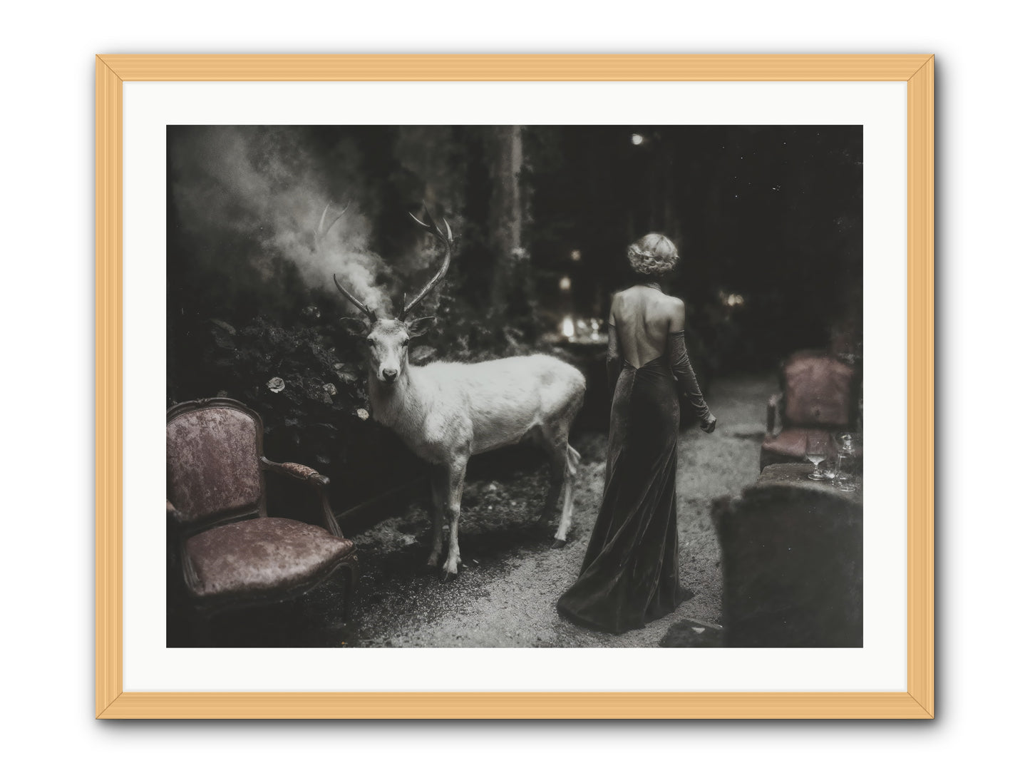 Champagne and Courage -- Framed Print - Natural 32x24