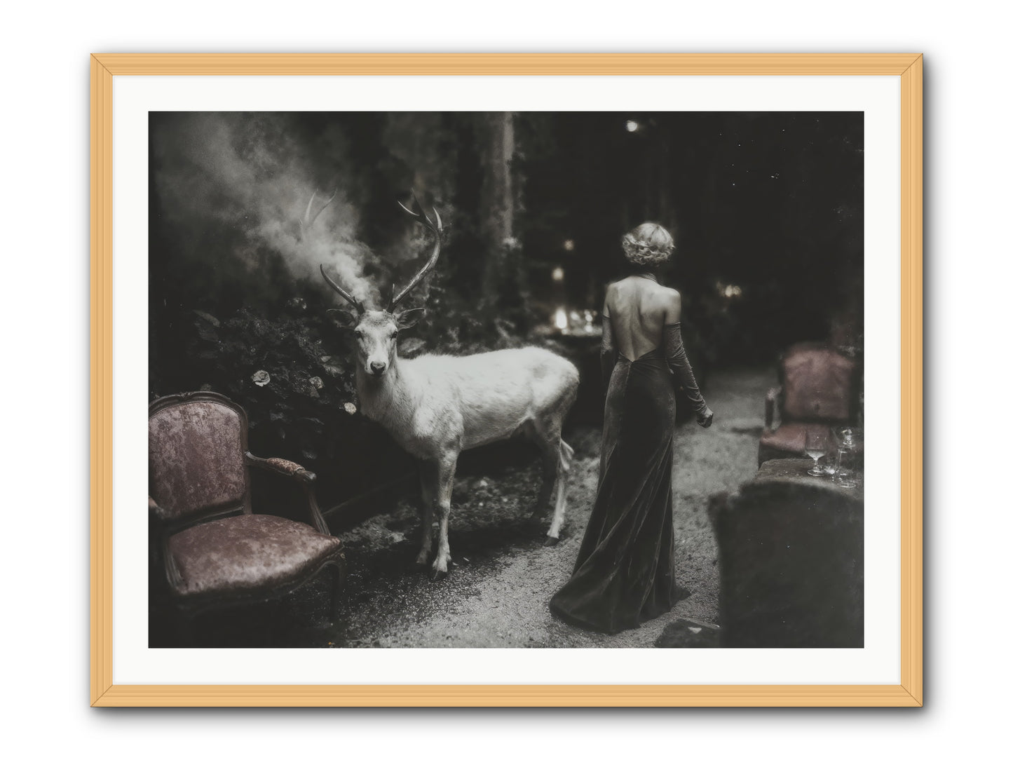 Champagne and Courage -- Framed Print - Natural 40x30