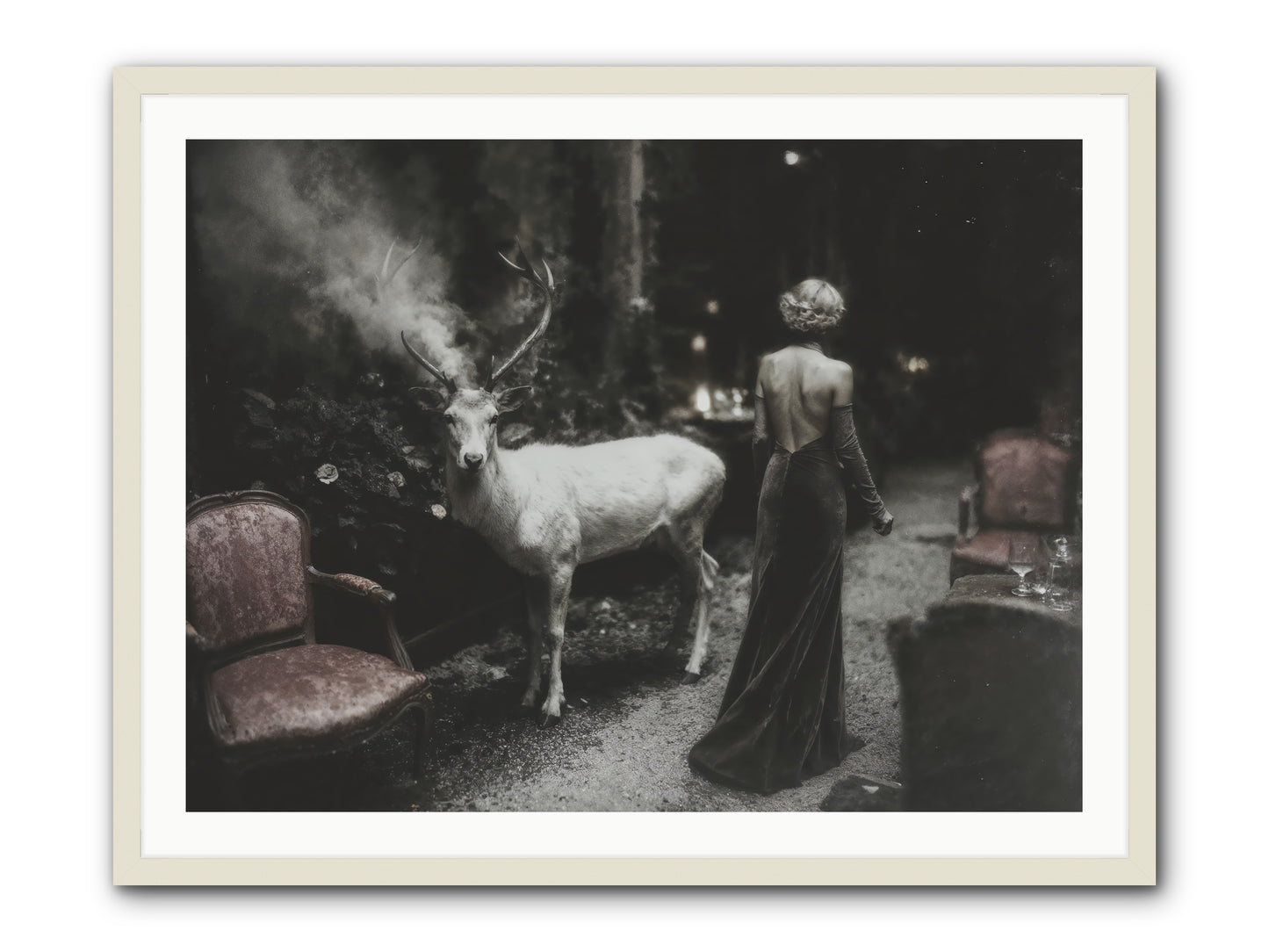 Champagne and Courage -- Framed Print - White 40x30
