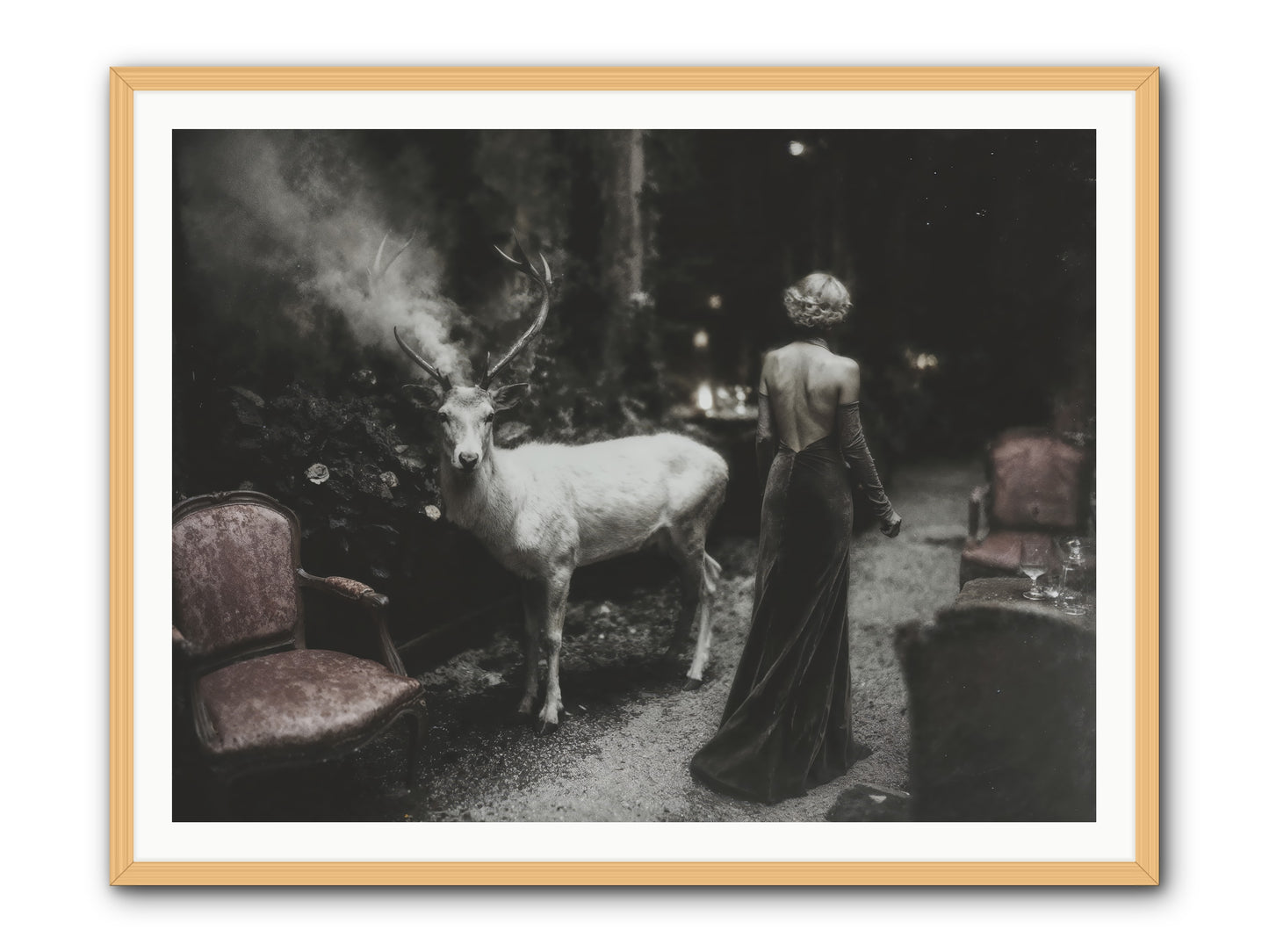 Champagne and Courage -- Framed Print - Natural 48x36