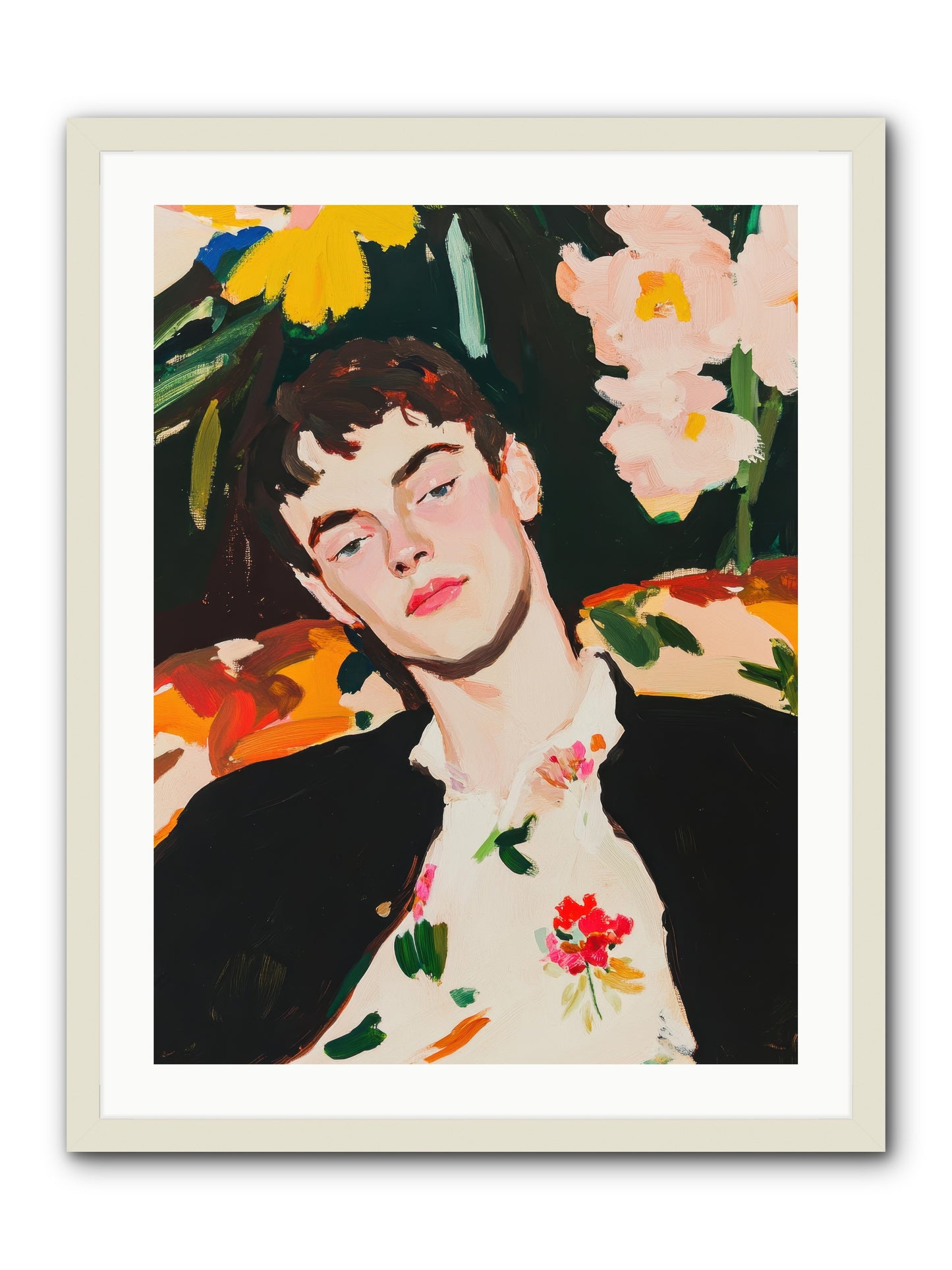 Charisma In Repose -- Framed Print - White 24x32