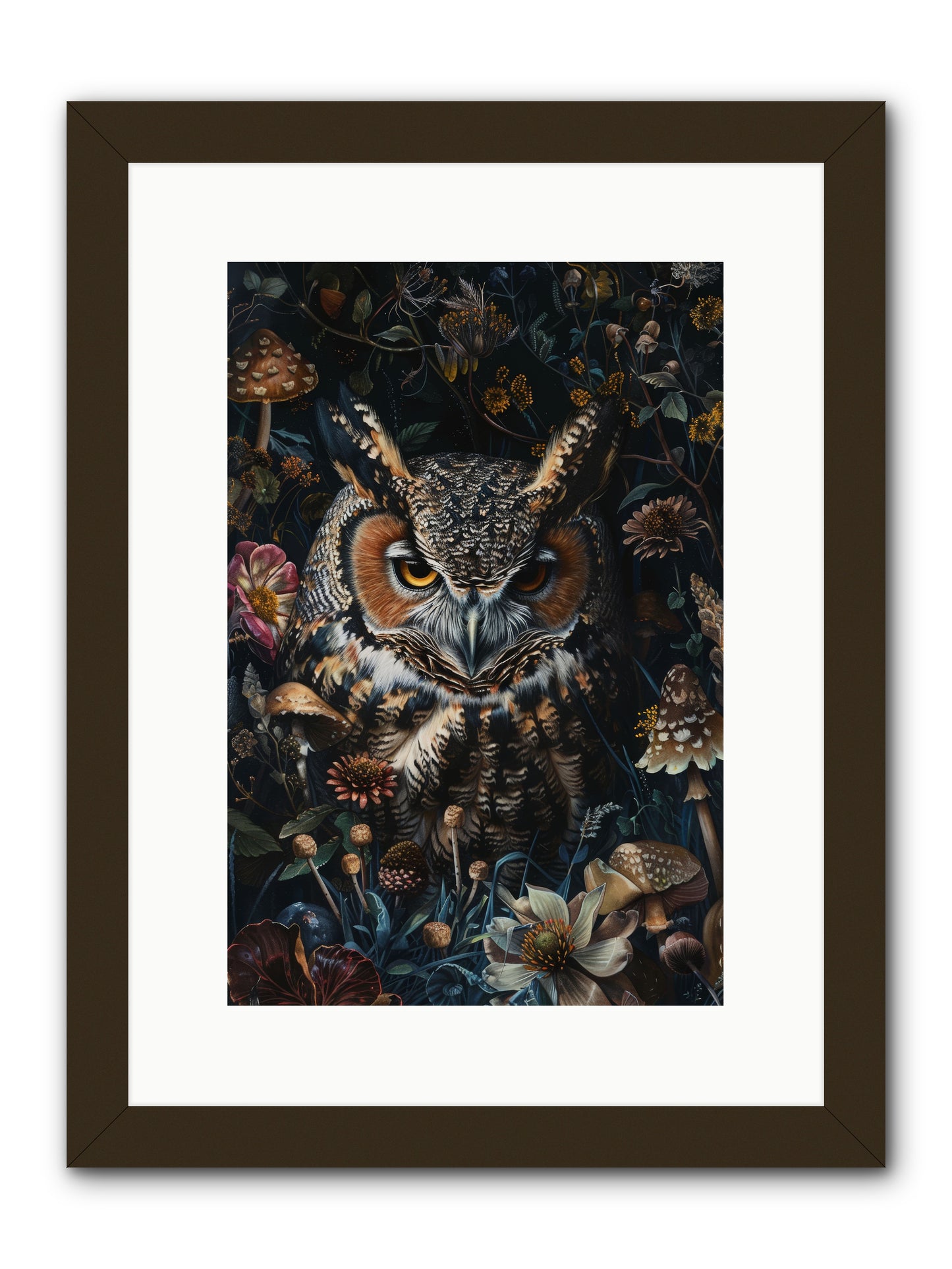 Chouette Nocturne -- Framed Print - Black 10x15
