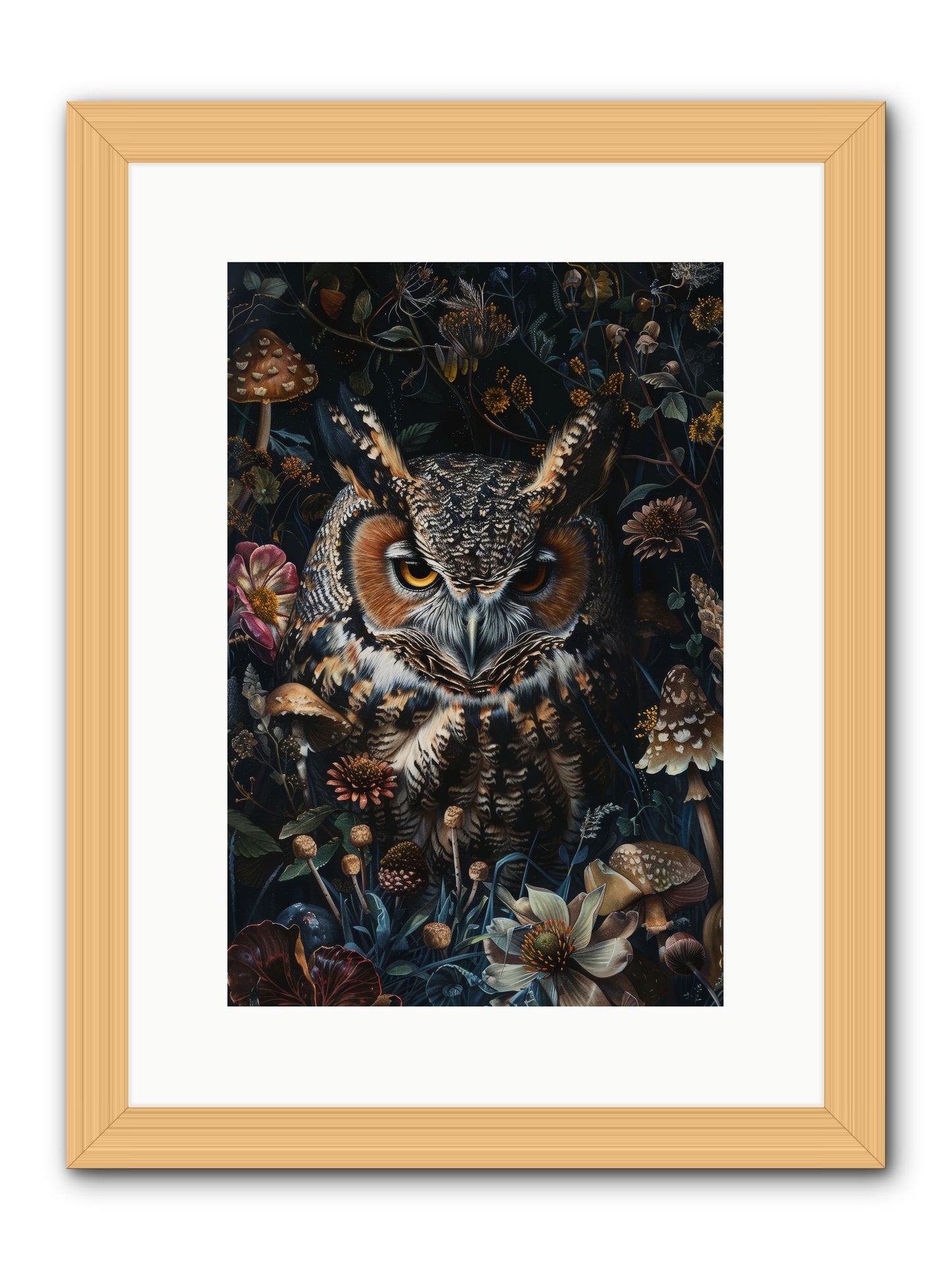 Chouette Nocturne -- Framed Print - Natural 10x15