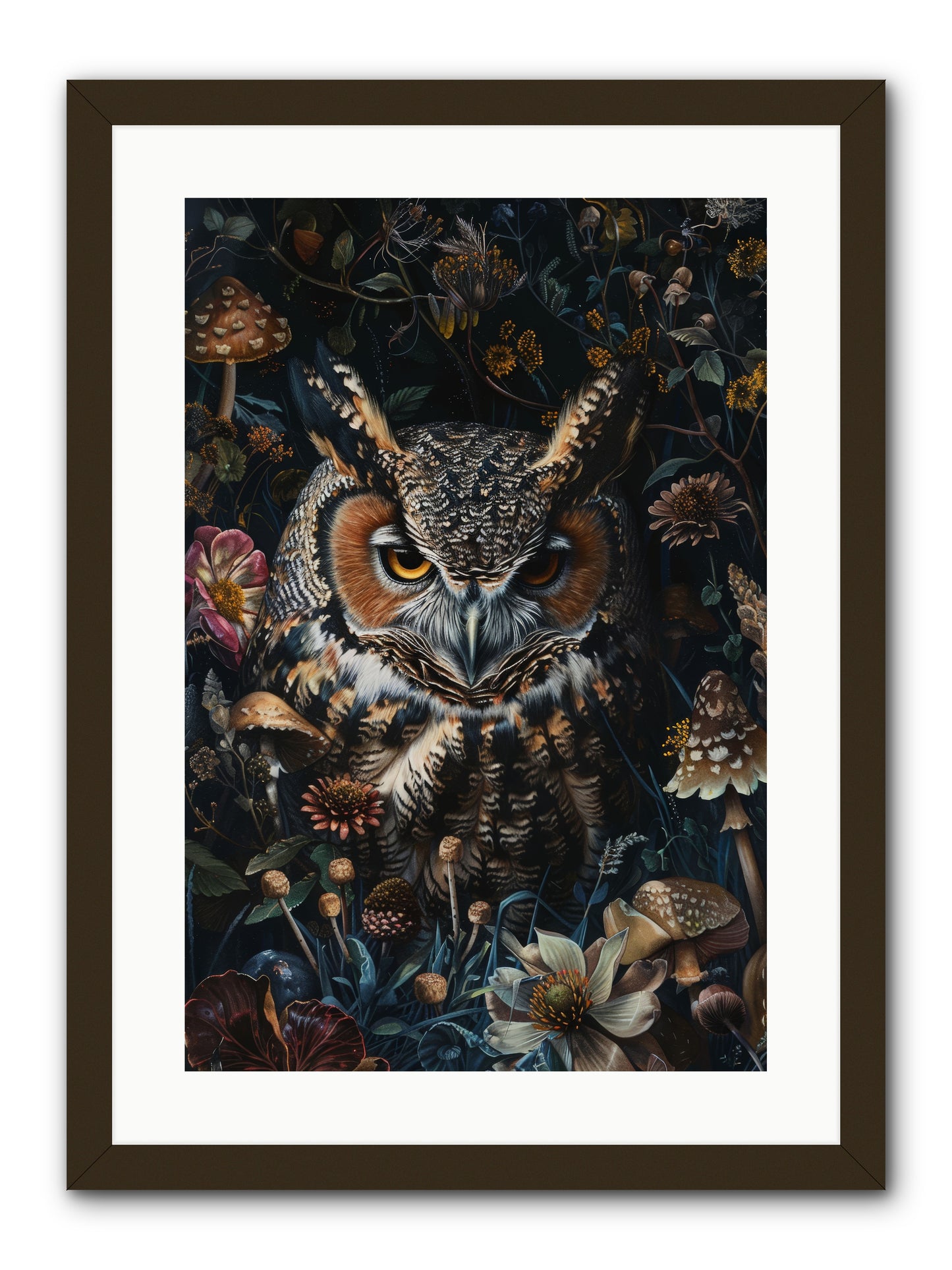 Chouette Nocturne -- Framed Print - Black 16x24