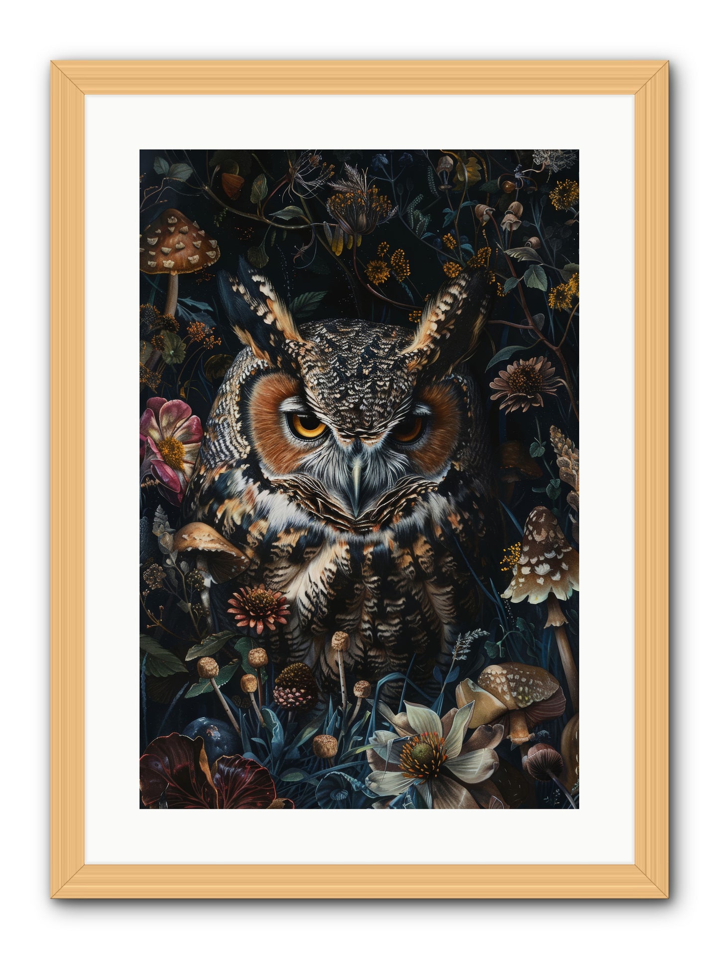 Chouette Nocturne -- Framed Print - Natural 16x24