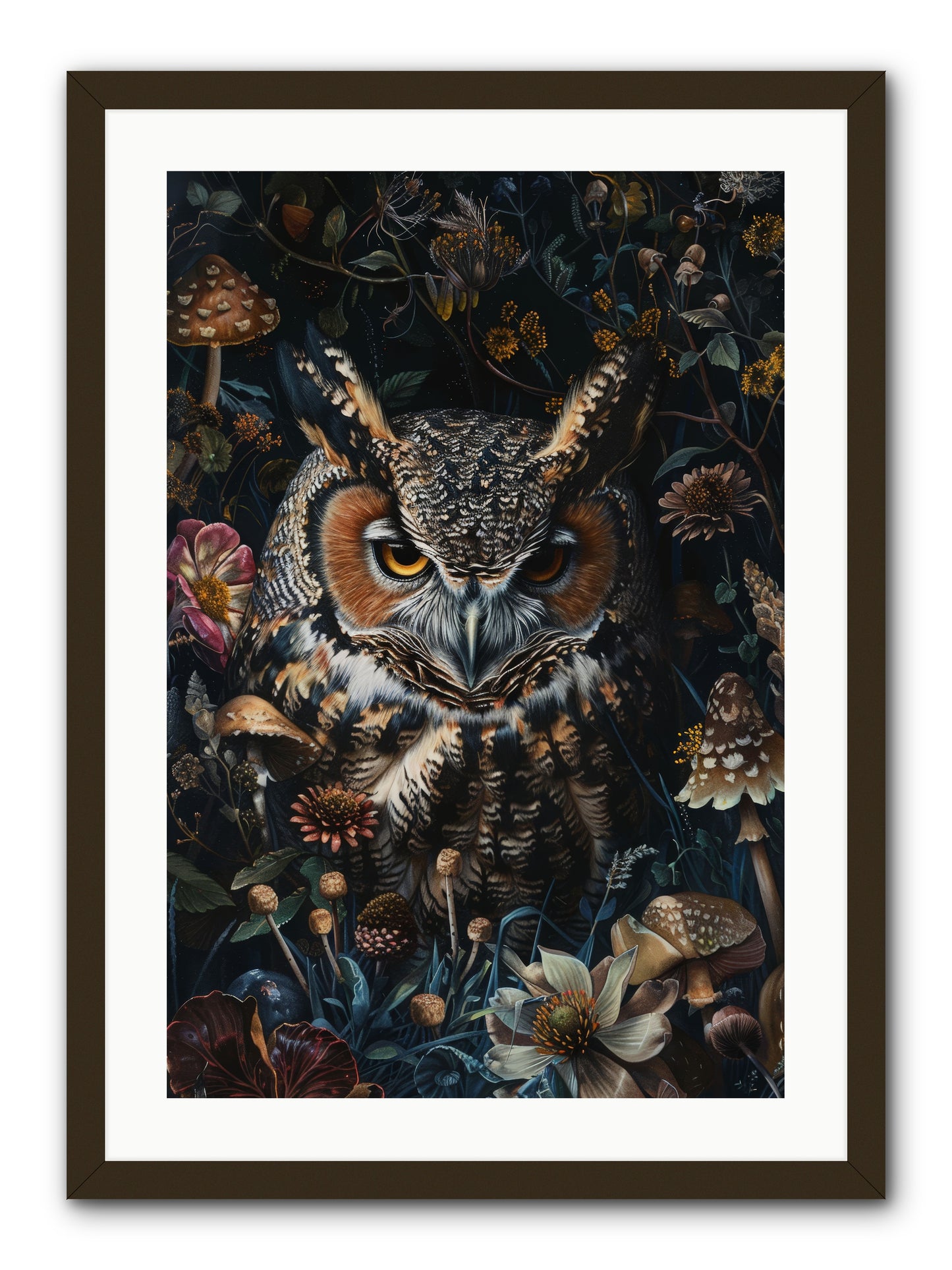 Chouette Nocturne -- Framed Print - Black 20x30