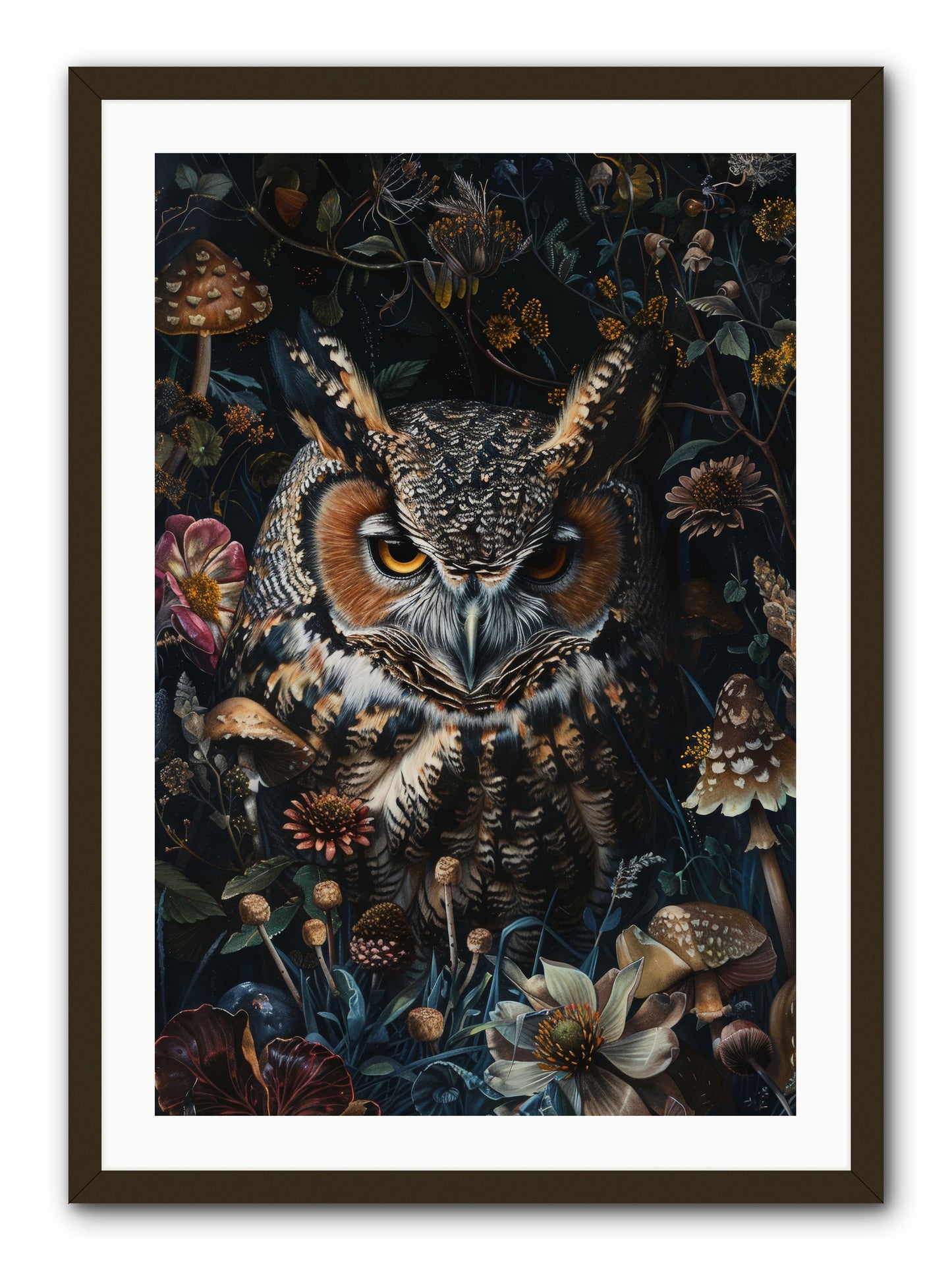 Chouette Nocturne -- Framed Print - Black 24x36