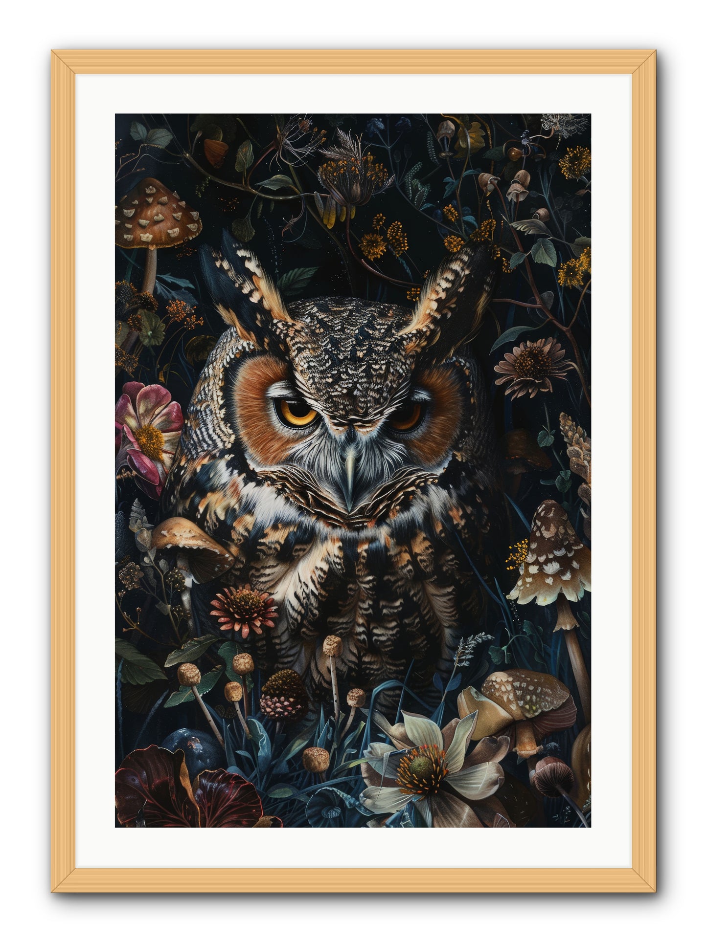 Chouette Nocturne -- Framed Print - Natural 24x36