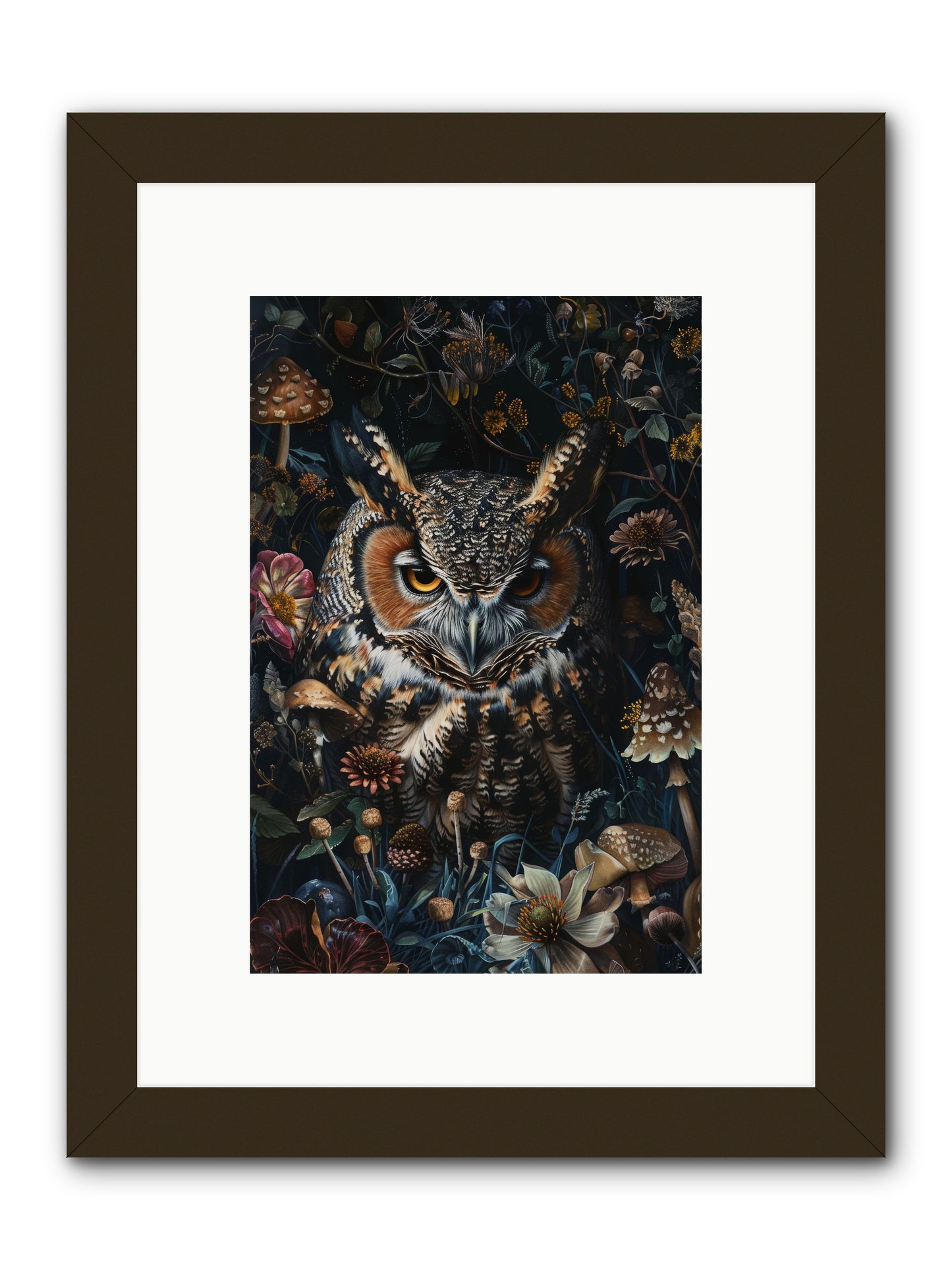 Chouette Nocturne -- Framed Print - Black 8x12