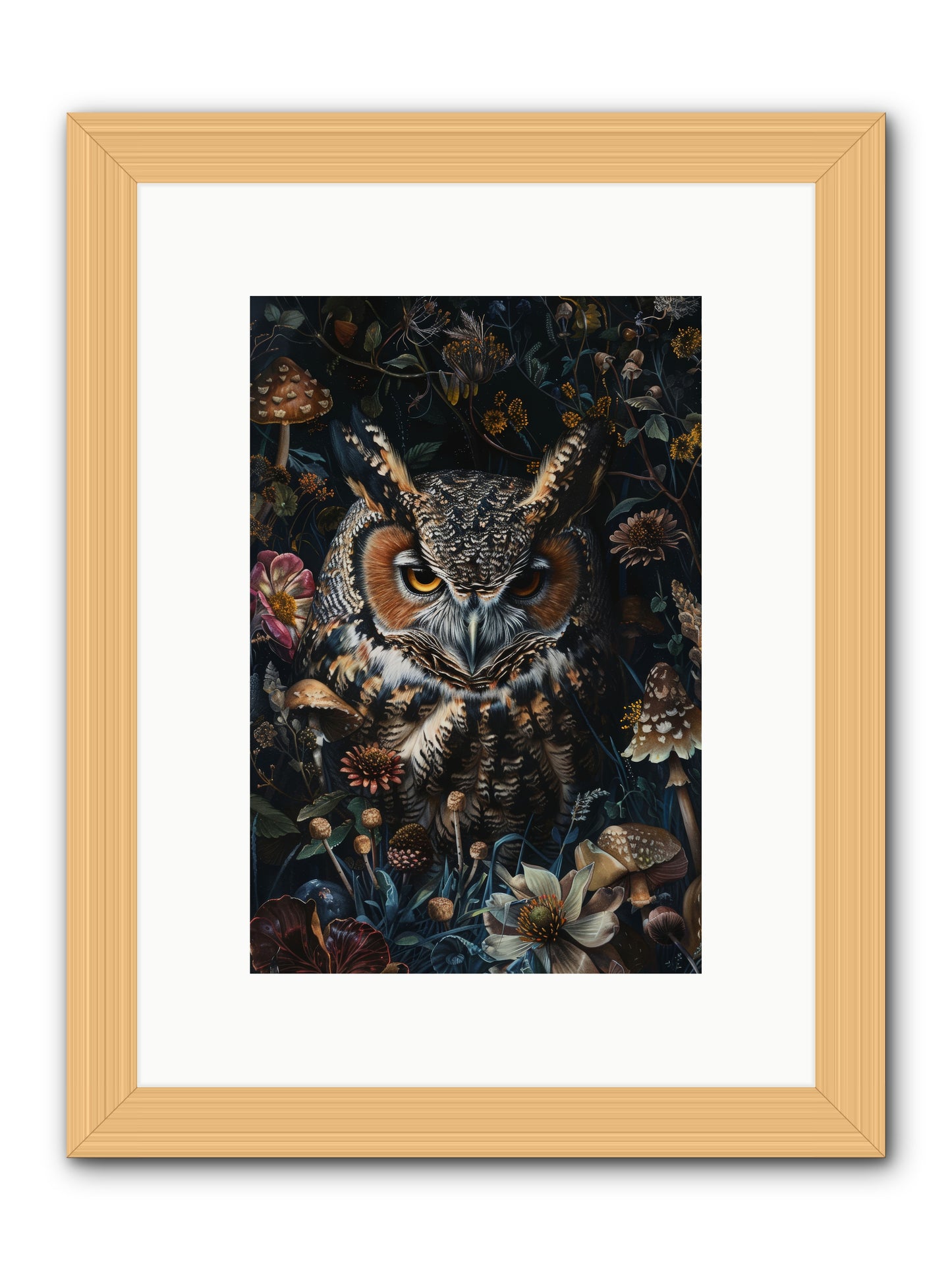 Chouette Nocturne -- Framed Print - Natural 8x12