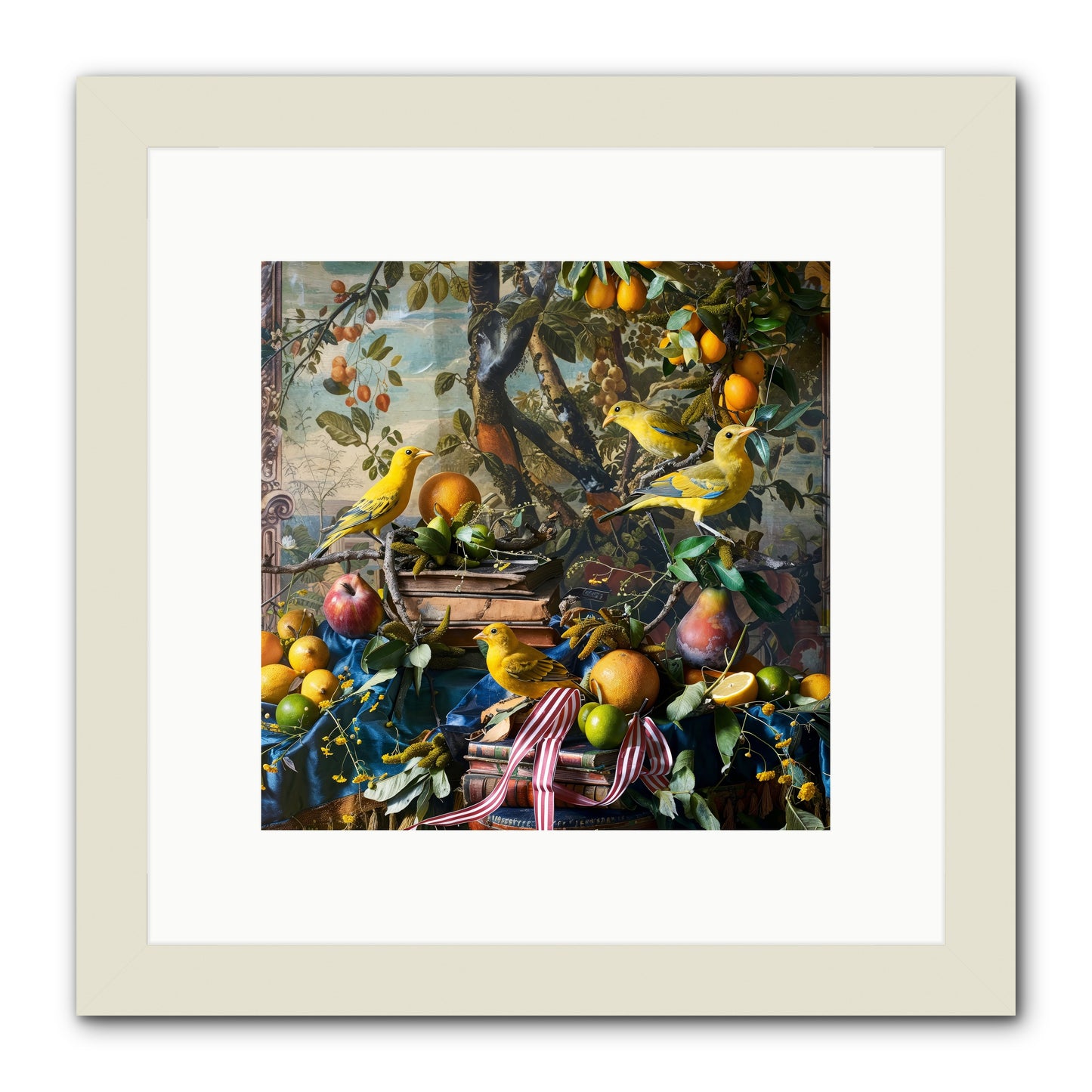Citrine Feathered Sonnets -- Framed Print - White 10x10