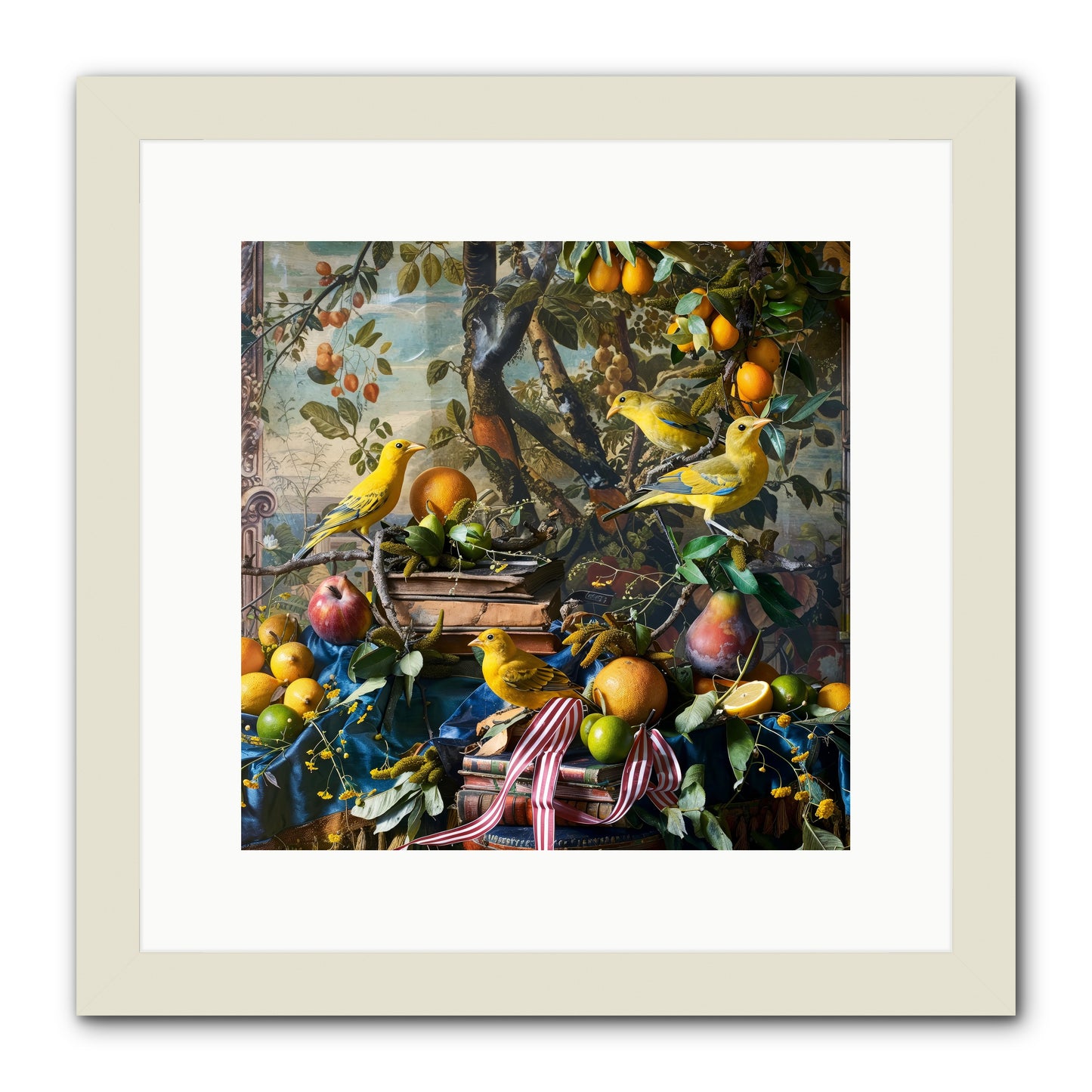 Citrine Feathered Sonnets -- Framed Print - White 12x12