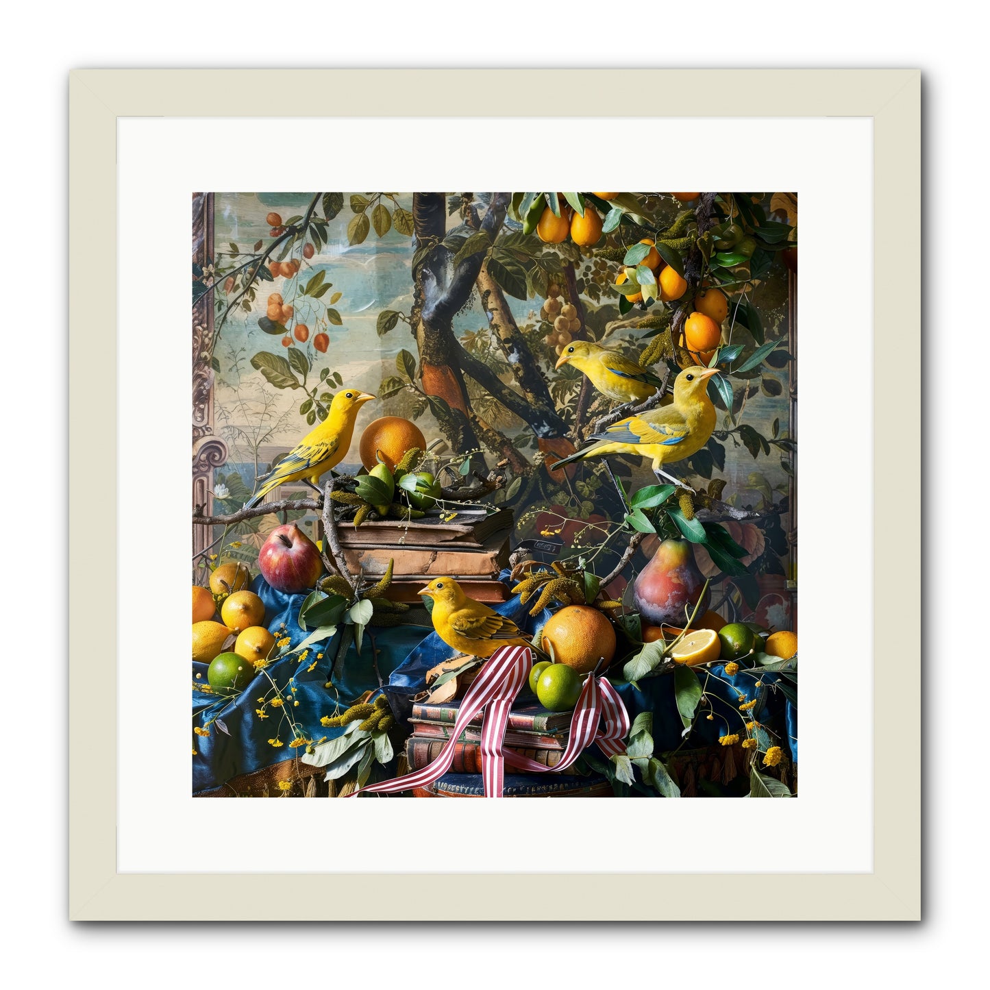 Citrine Feathered Sonnets -- Framed Print - White 16x16